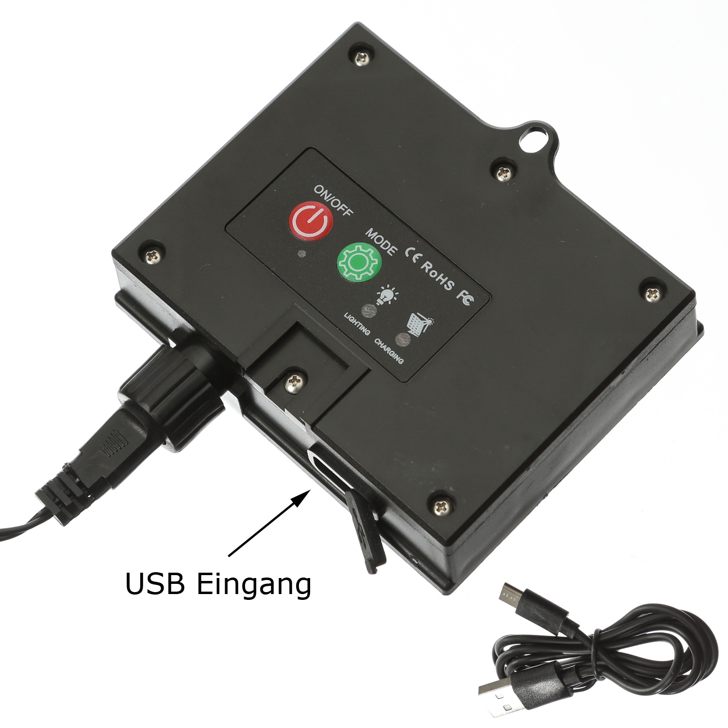 LED Solar Lichterkette - 120 warmweiße LED - 8 Funktionen - L: 9m - per USB aufladbar