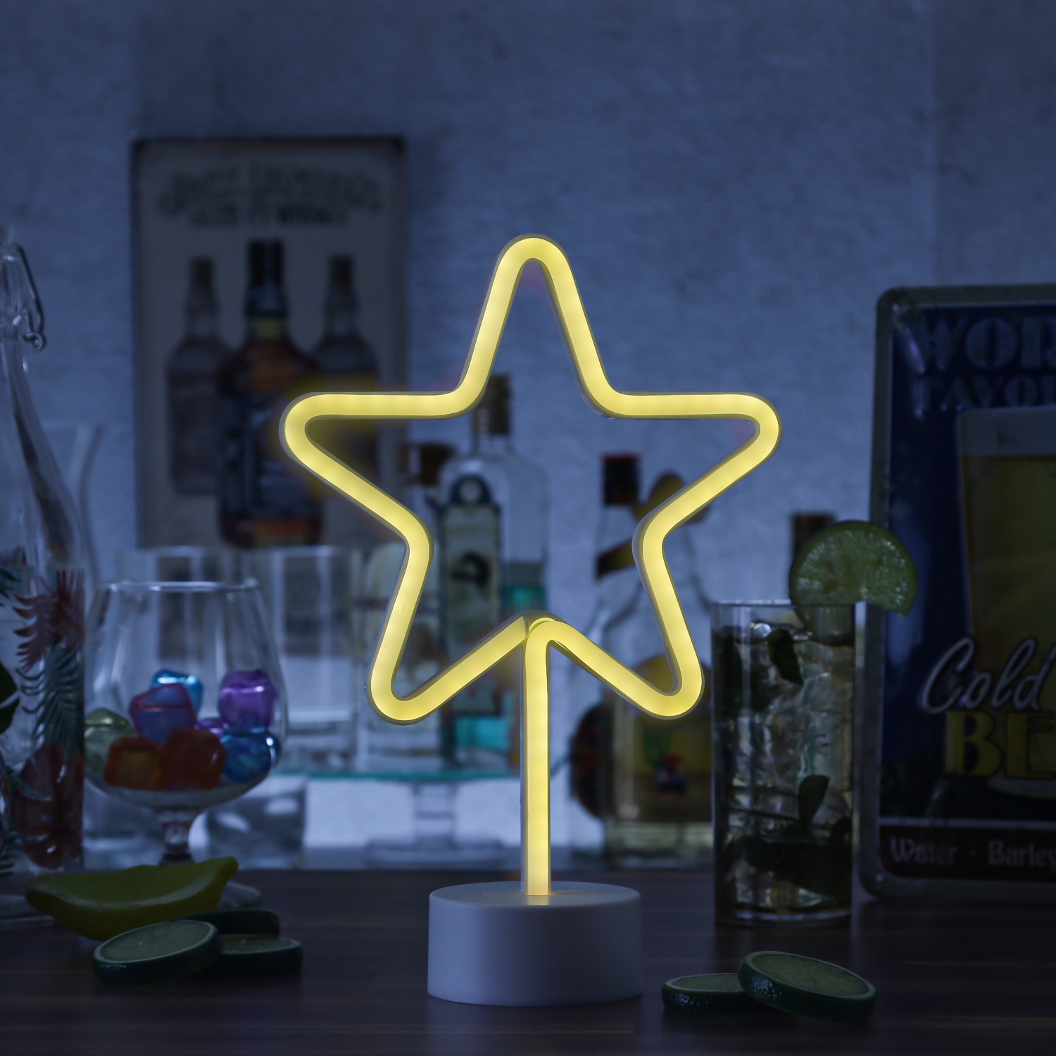 LED NEON Figur STERN - Dekoleuchte - H- 30cm - Batterie oder USB Betrieb - stehend - warmweiss