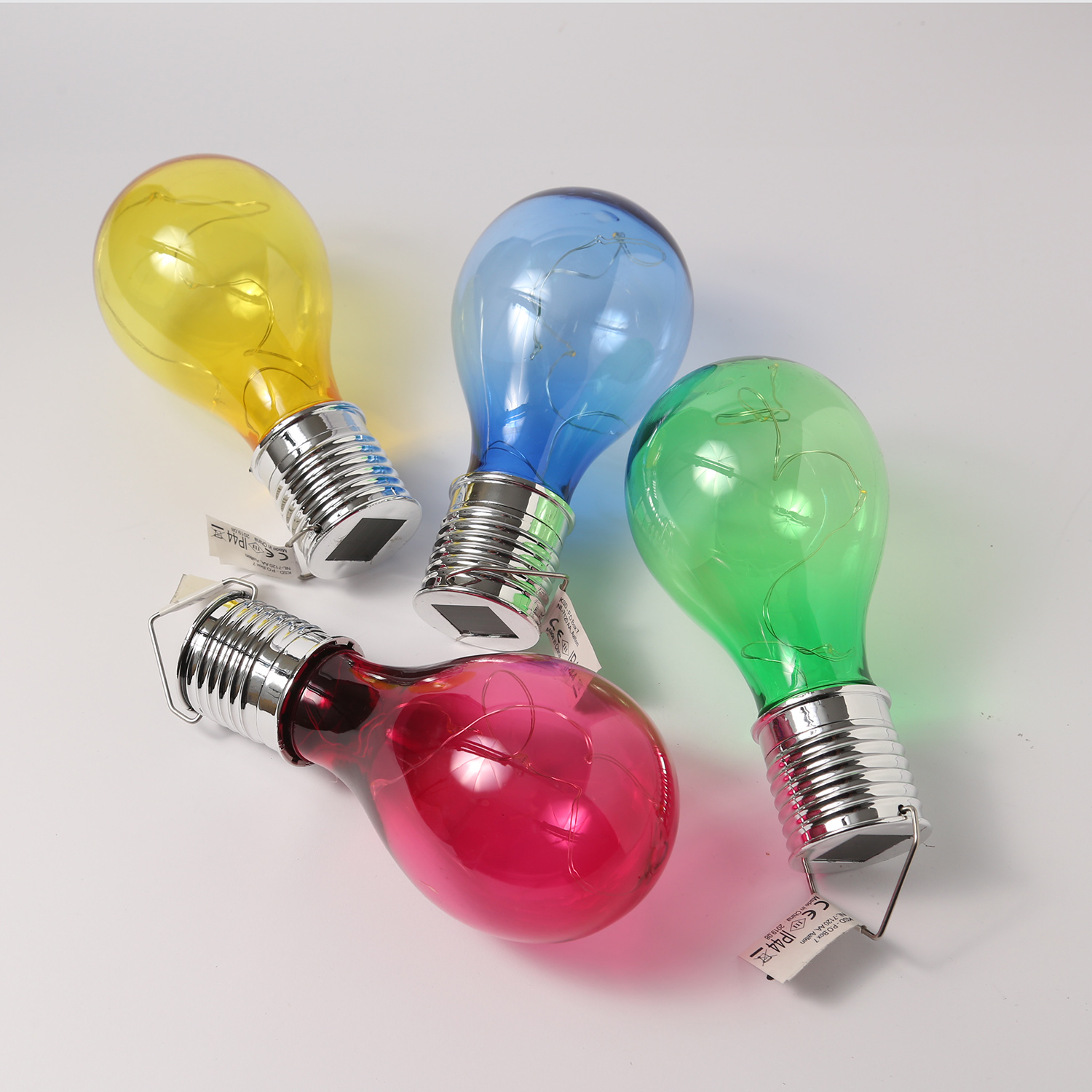 LED Solar Glühbirne GLOW - warmweiße LED Drahtlichterkette - H: 14cm - Lichtsensor - outdoor - rot