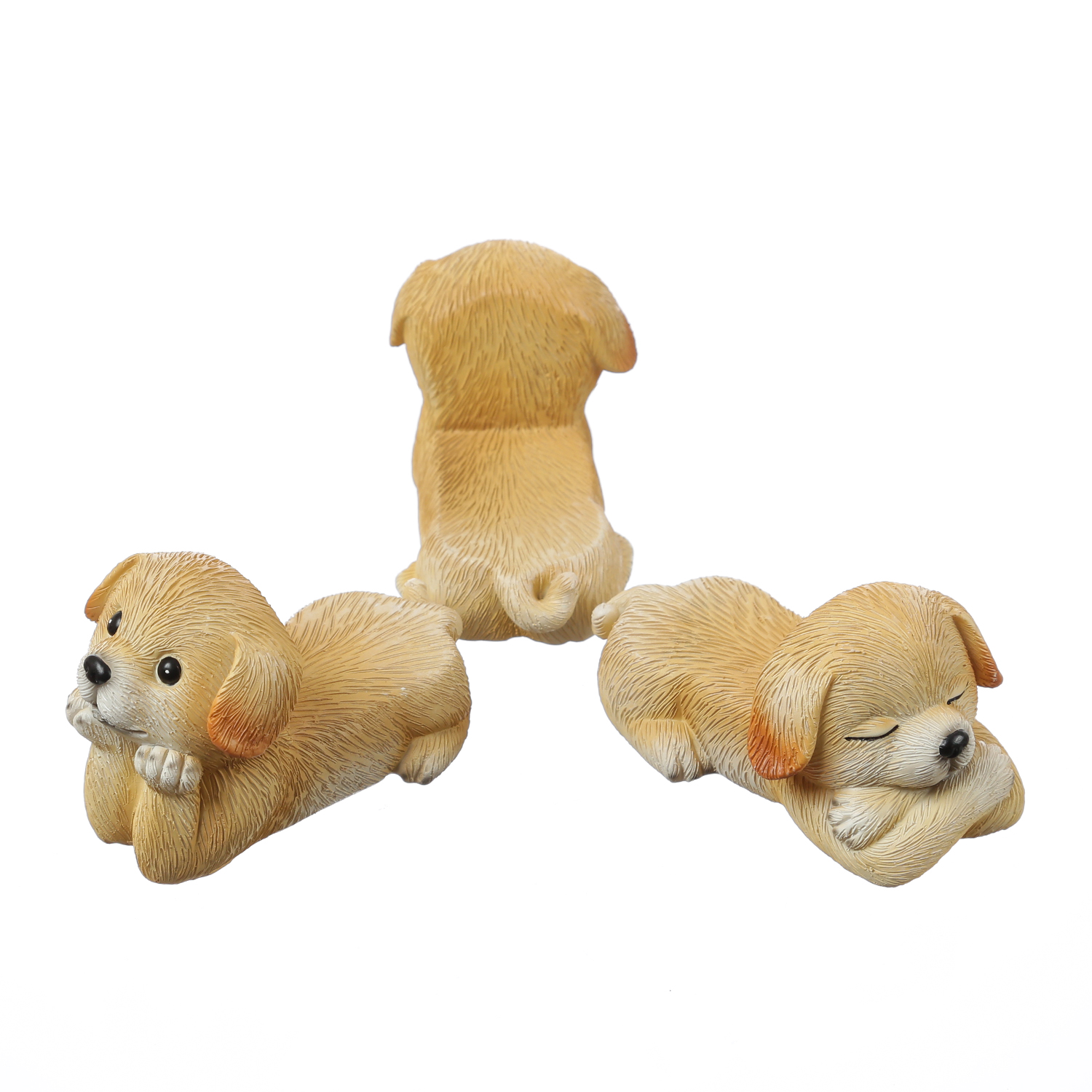 Blumentopffüße niedliche Hunde - Pflanzkübel Untersetzer - Kübelfüße - Polyresin - braun - 3er Set