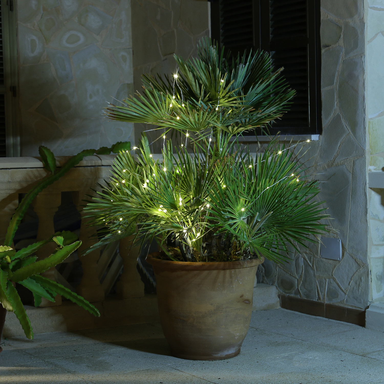LED Draht Lichtbündel - Pflanzenbeleuchtung - 40 warmweiße LED - L: 40cm - Timer - Batterie - silber
