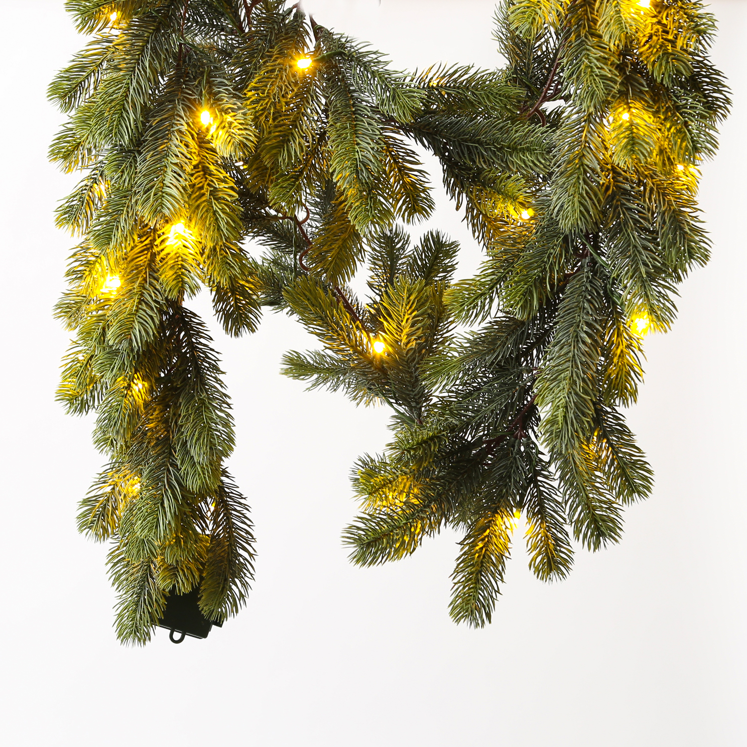 LED Tannengirlande - Weihnachtsgirlande - 35 warmweiße LED - L: 1,8m - Timer - Batterie - grün