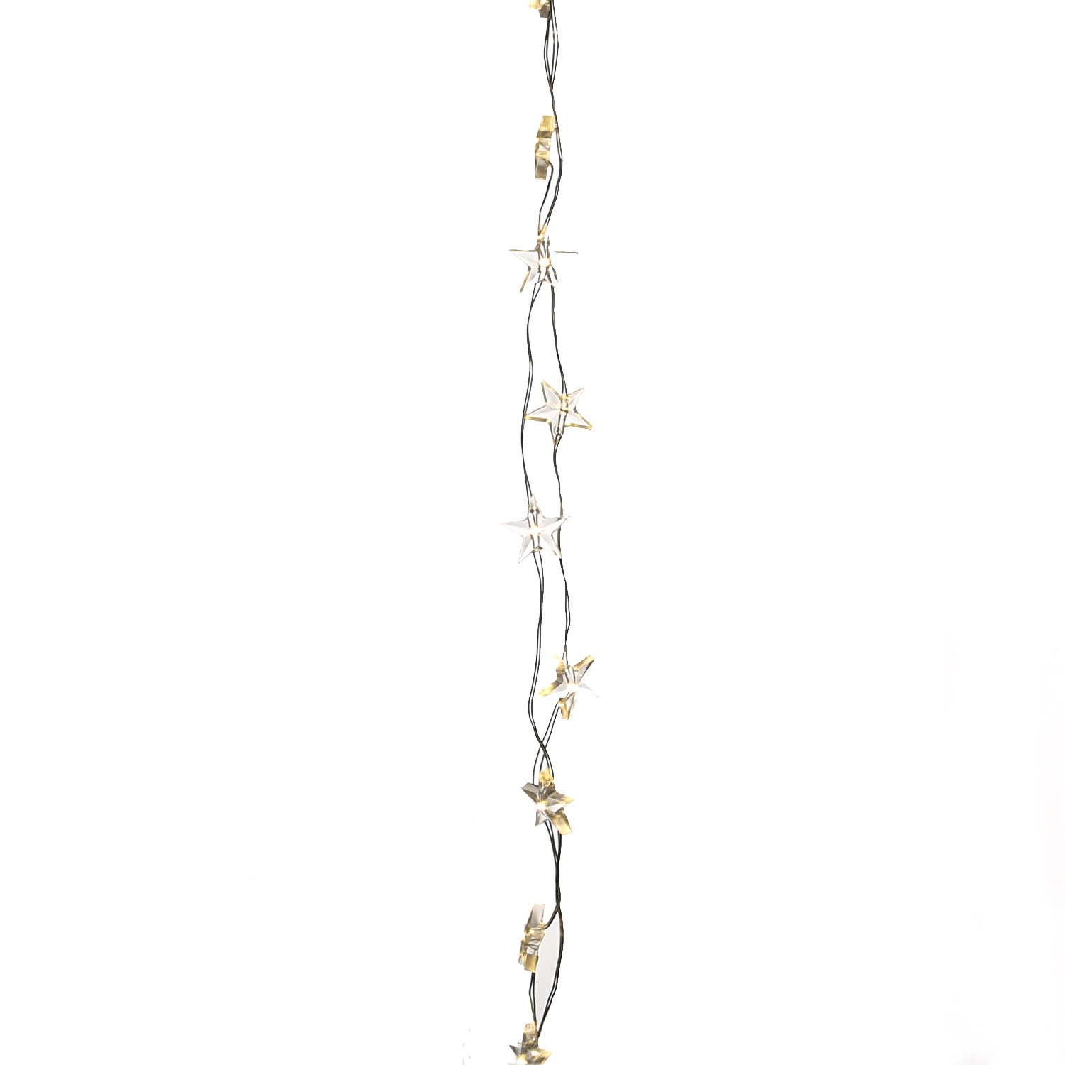 LED Drahtlichterkette Sterne - 100 warmweiße LED - L: 4,95m - Timer - Batterie - silber, transparent