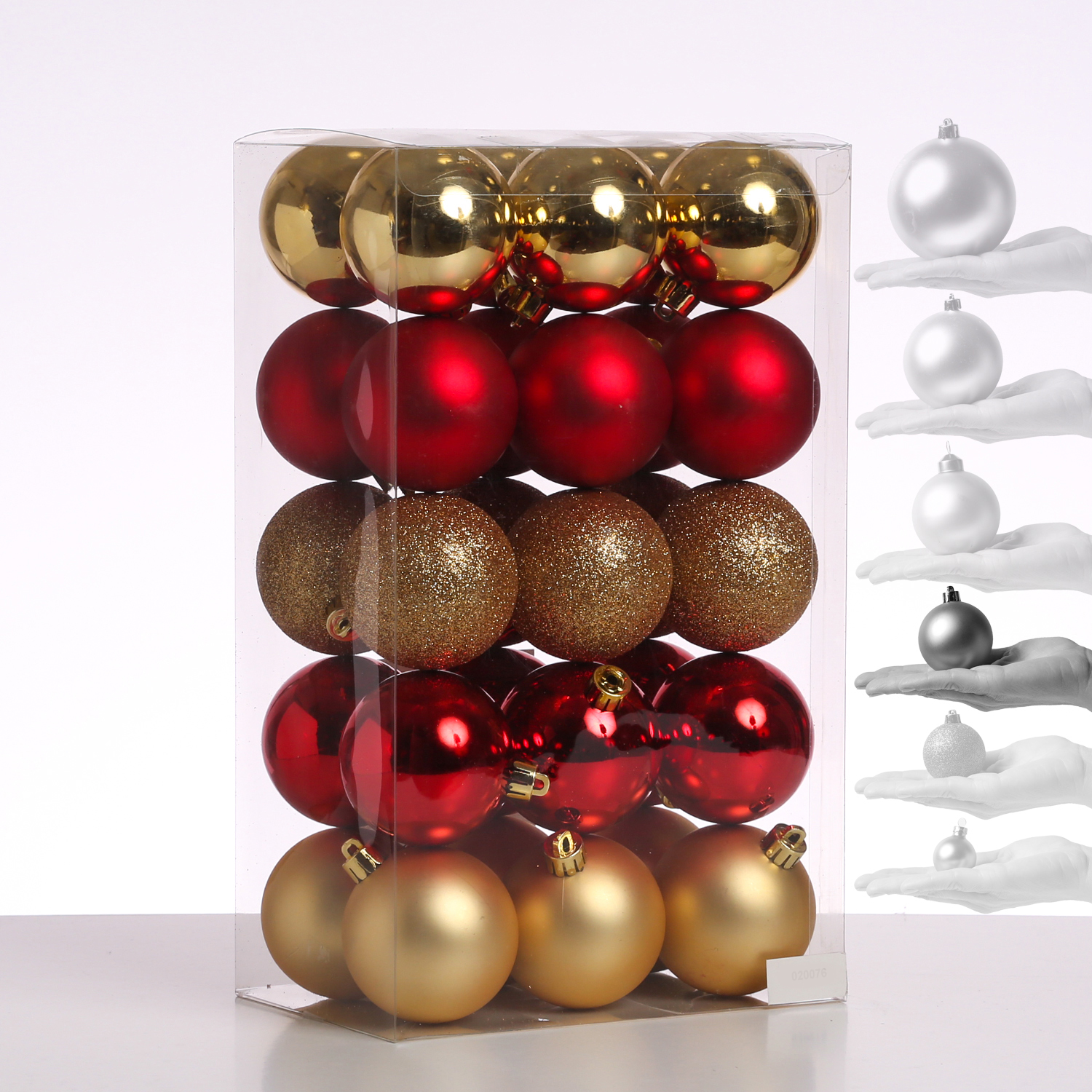 Christbaumkugel - Weihnachtskugel - bruchfest - D: 6cm - glänzend matt glitzernd - gold rot - 30St.