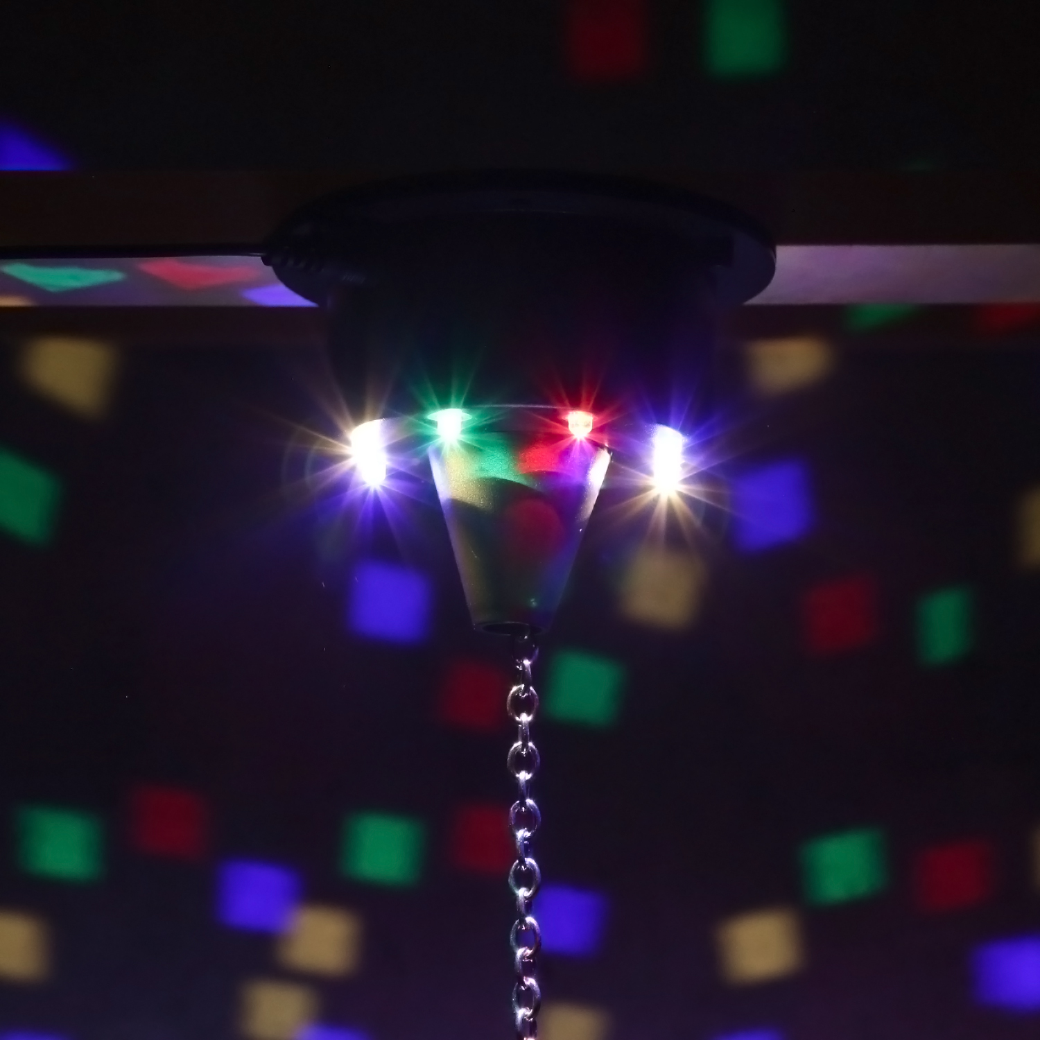 Spiegelkugel Motor mit bunten LED bis 20cm Discokugel-  MBM-203RGBW - Drehmotor