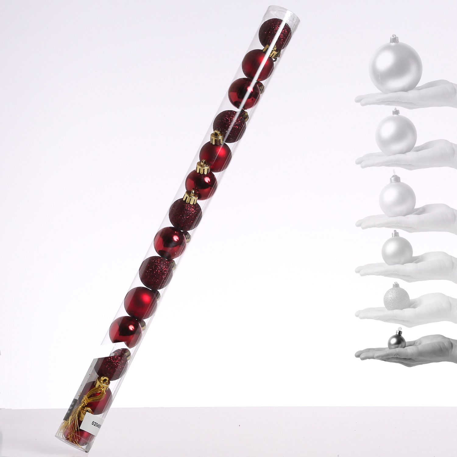 Christbaumkugel - Weihnachtskugel - bruchfest - D:3cm - glänzend matt glitzernd - weinrot - 14er Set