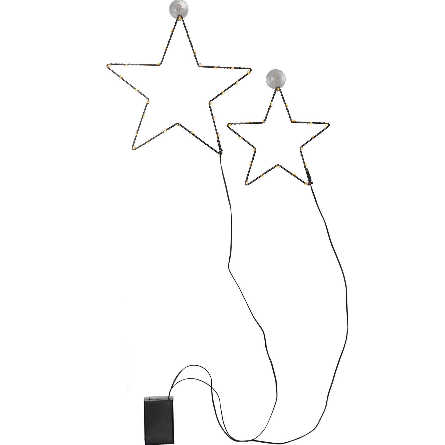 LED Leuchtsterne STELLA - Fensterdeko - 2 Sterne - 50 warmweiße LED - Saugnäpfe - Timer - Batterie