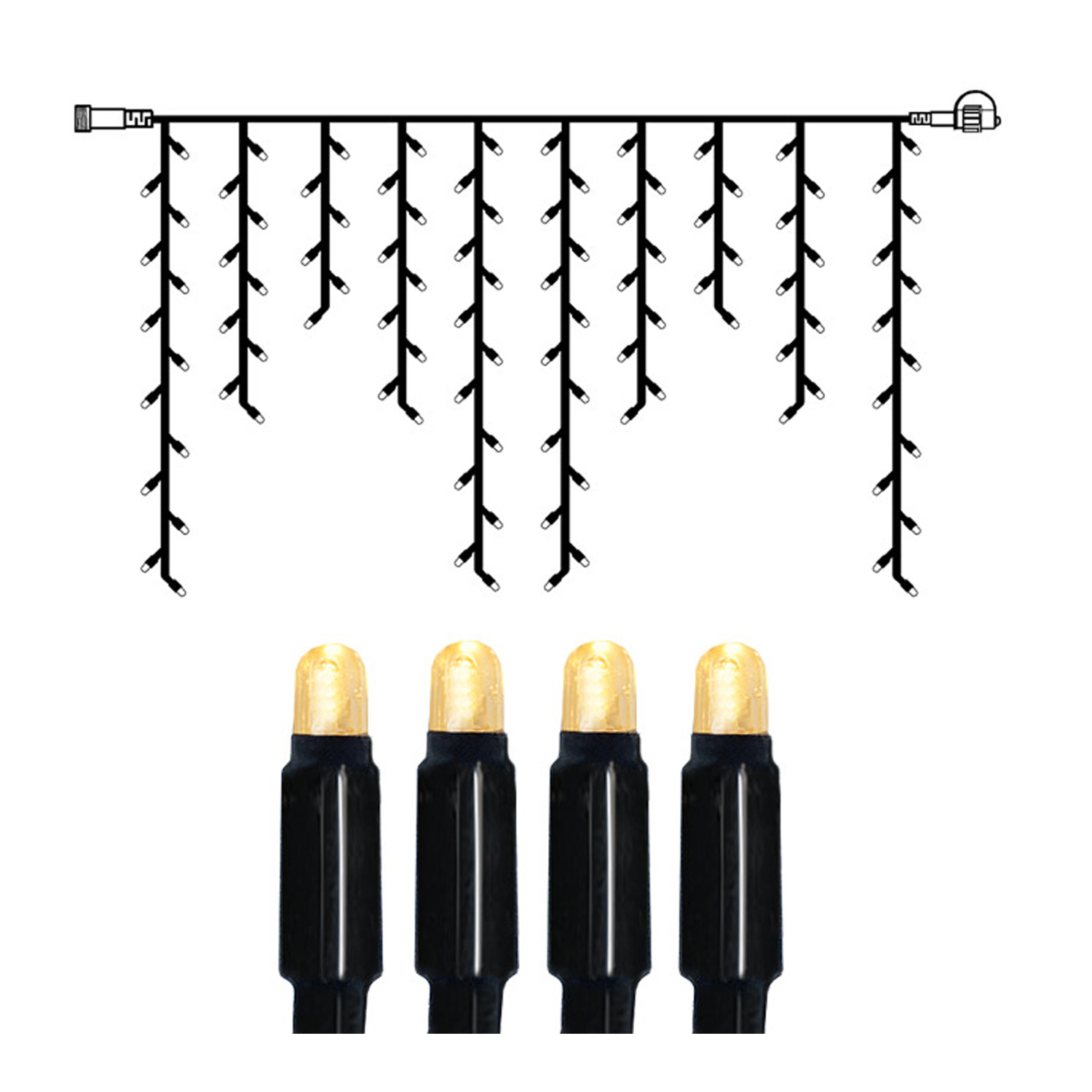 SYSTEM 24 KOMPLETT SET 14m - LED Lichtervorhang Eisregen 14x1m - Icicle für Dachrinne, Terrasse