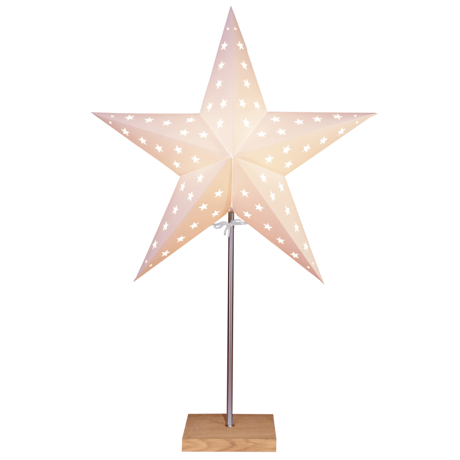 Papierstern "Leo" - stehend - 5-zackig - D: 43cm, H: 65cm - E14 Fassung - inkl. Kabel - weiß