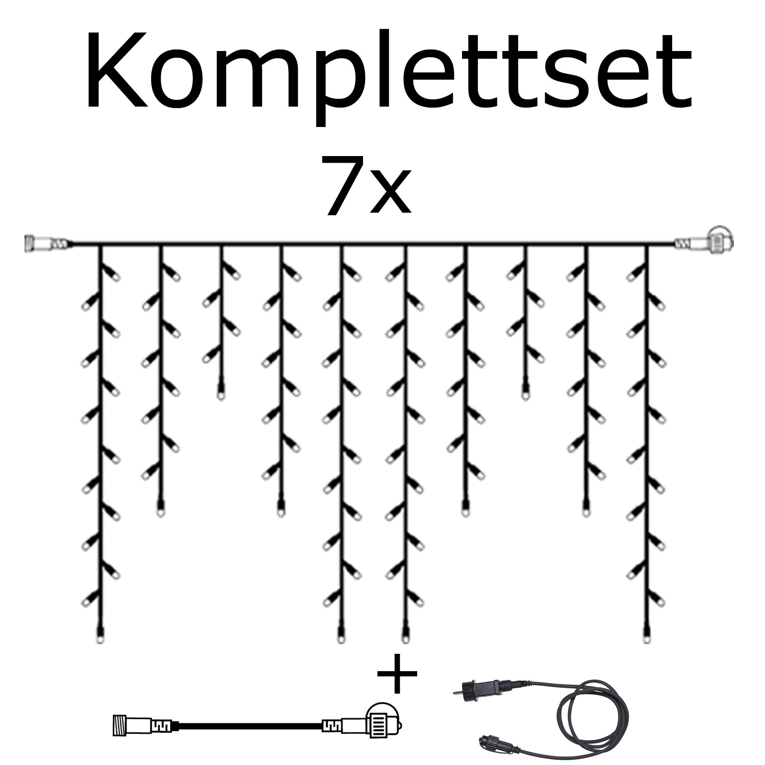 SYSTEM 24 KOMPLETT SET 14m - LED Lichtervorhang Eisregen 14x1m - Icicle für Dachrinne, Terrasse