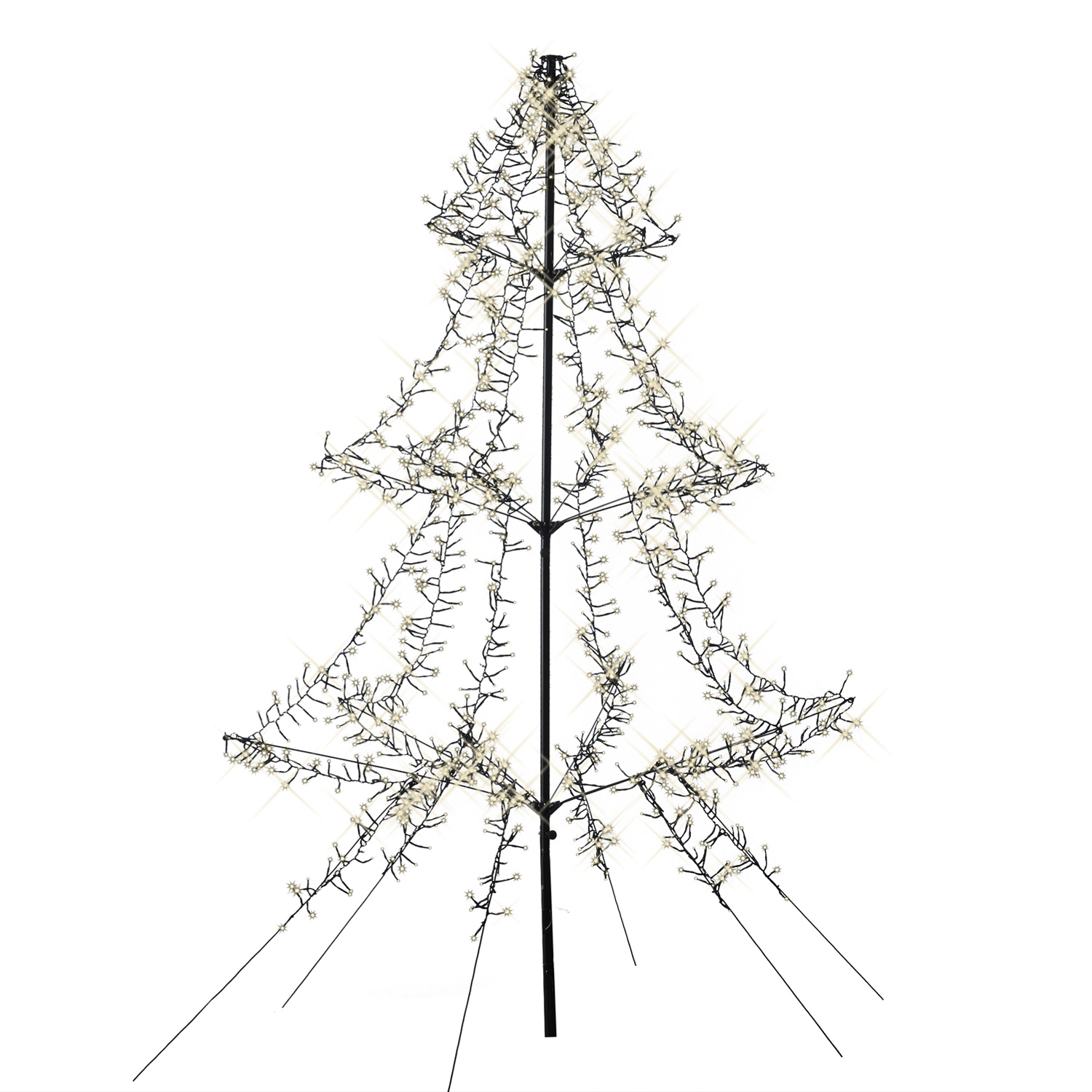 LED Outdoor Weihnachtsbaum - 1200 warmweiße LED - H: 2m - Dimmer - Timer - aufklappbar - schwarz