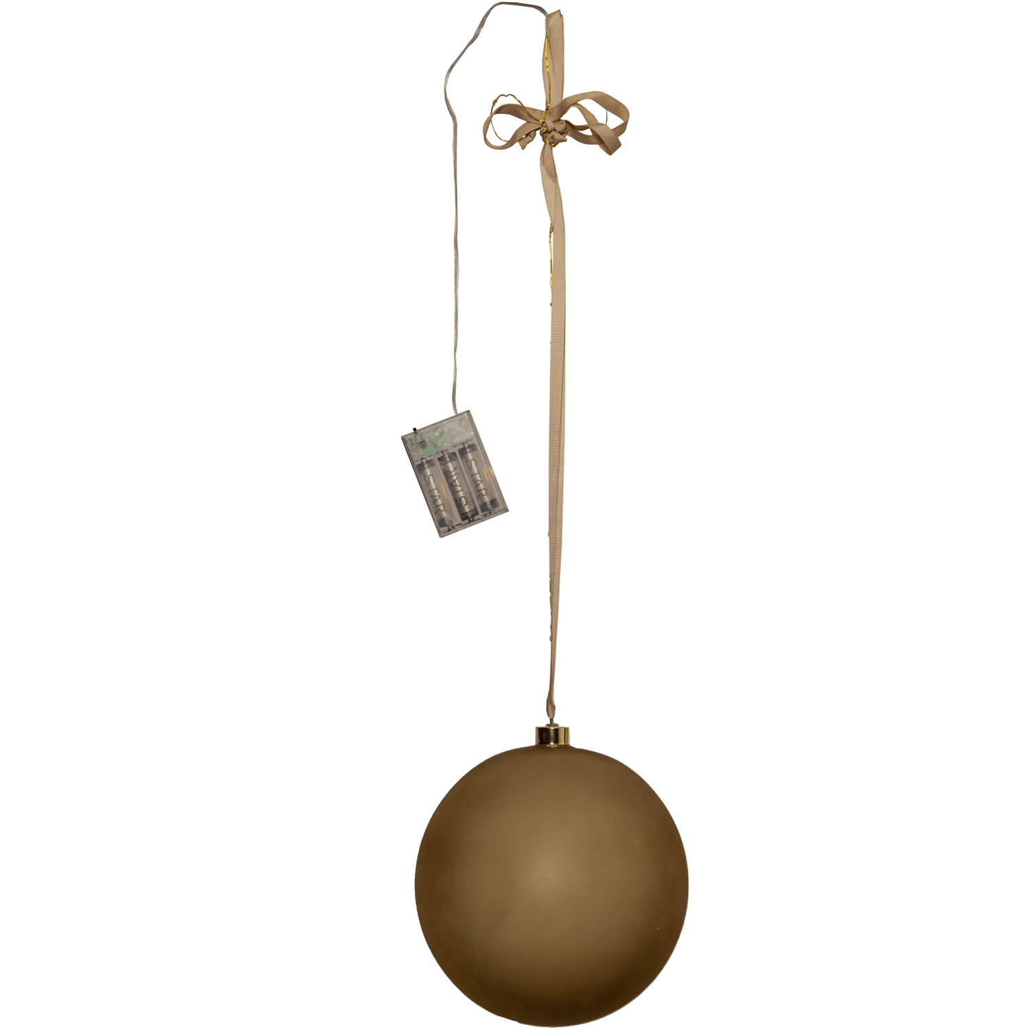 LED Christbaumkugel - Weihnachtskugel - Glas - 20 warmweiße LED - D: 20cm - Timer - Batterie - gold