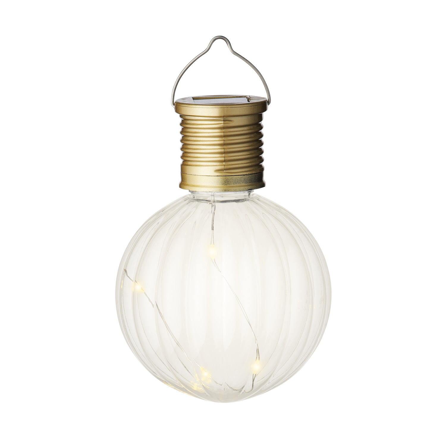LED Solar Glühbirnen GLOW - Kugelleuchten - wamweiße LED - H: 11cm - Lichtsensor - klar - 4er Set