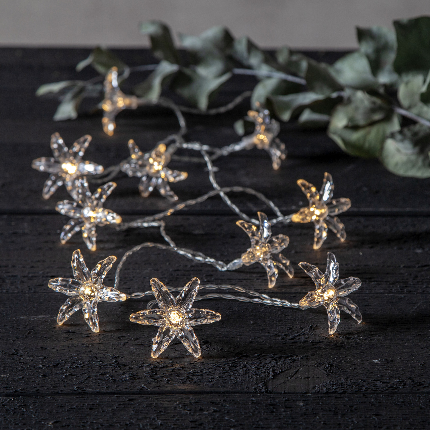 LED Lichterkette IZY Blume - 10 warmweiße LED - L: 1,35m - Timer - Batterie - Innen