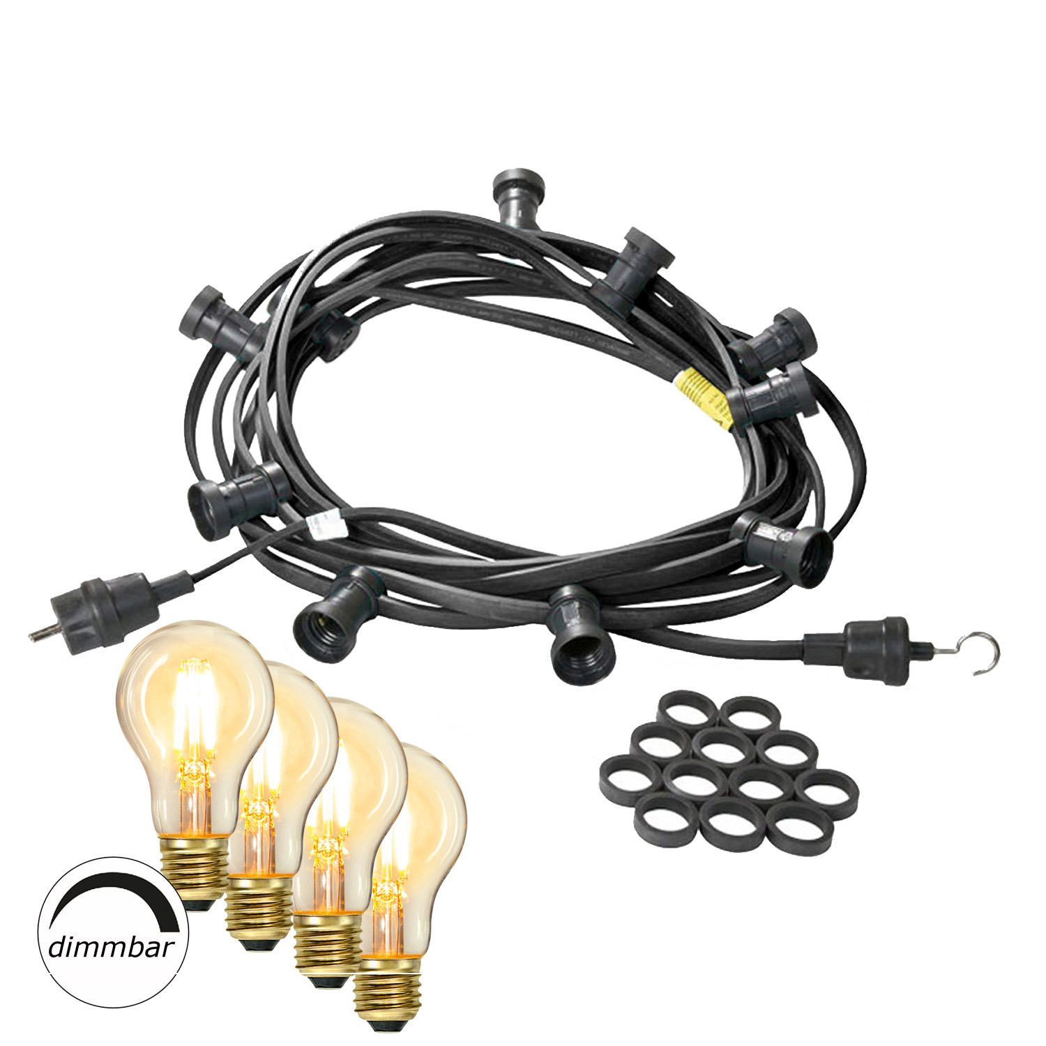 Illu-/Partylichterkette 30m - Außenlichterkette schwarz Made in Germany 50xdimmbares Leuchtmittel