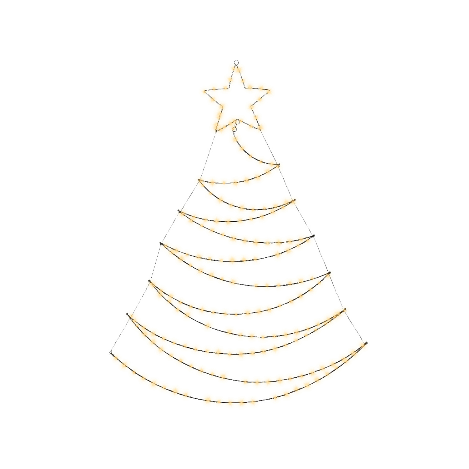 LED Tannenbaum - Wanddeko - zum Aufhängen - 200 bernsteinfarbene LED - H: 1,5m - Außentrafo