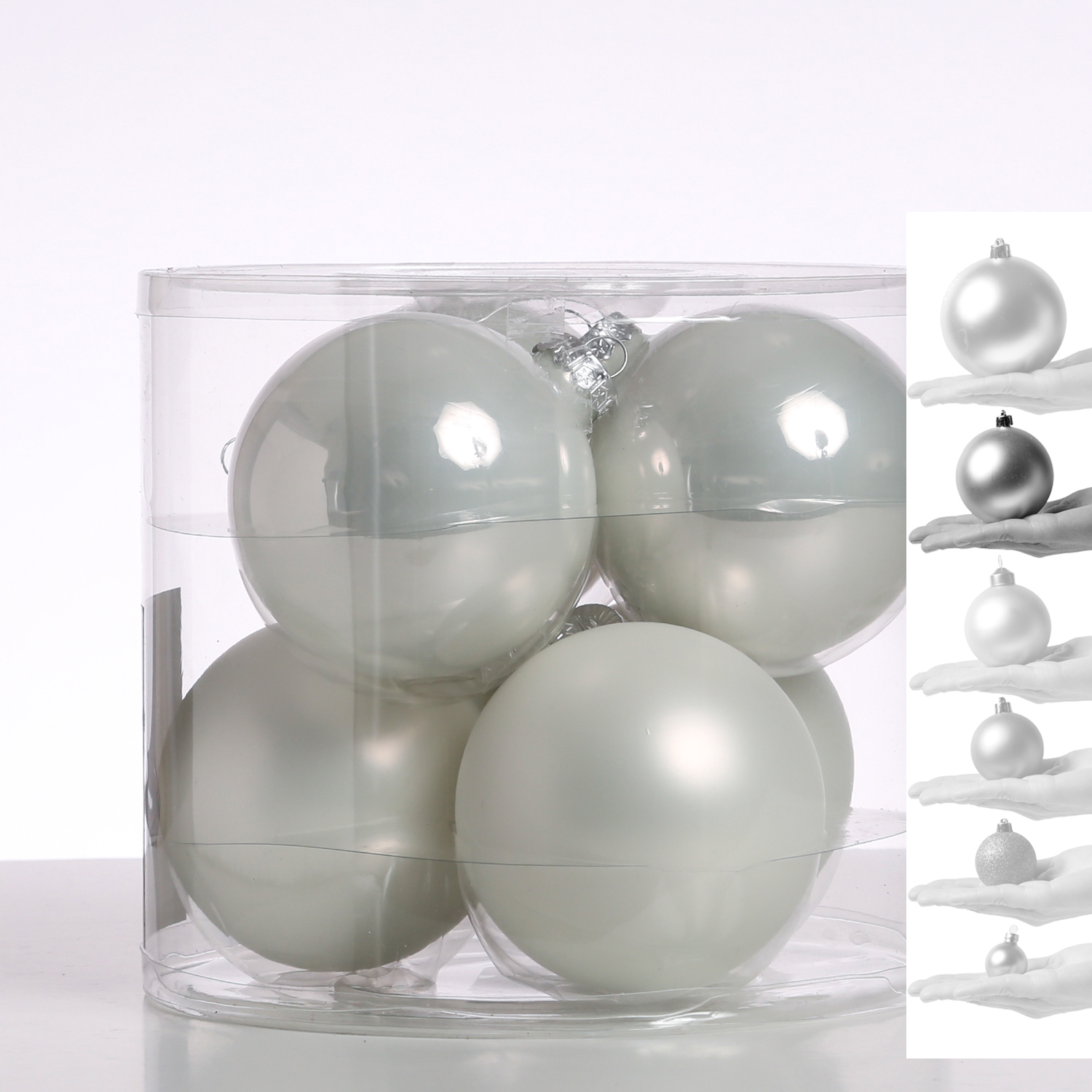 Christbaumkugel - Weihnachtsbaumkugel - Glas - D: 8cm - glänzend und matt - weiß - 6er Set