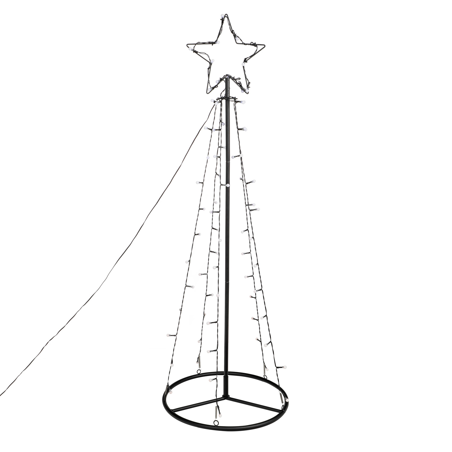 LED Lichterbaum mit Sternspitze - 6 Stränge - 62 bunte LED - H: 1m - 11 Funktionen - für Außen