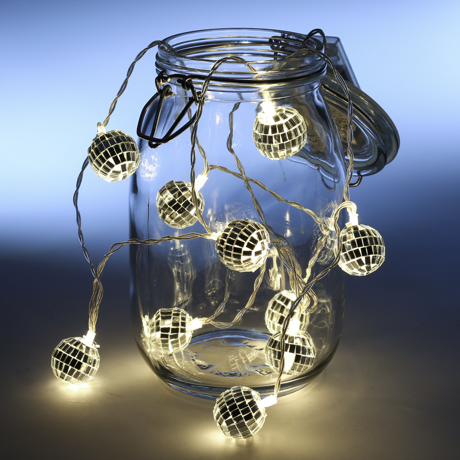Discokugel Lichterkette - 10 kleine Spiegelkugel für Deine Party - Batteriebetrieb