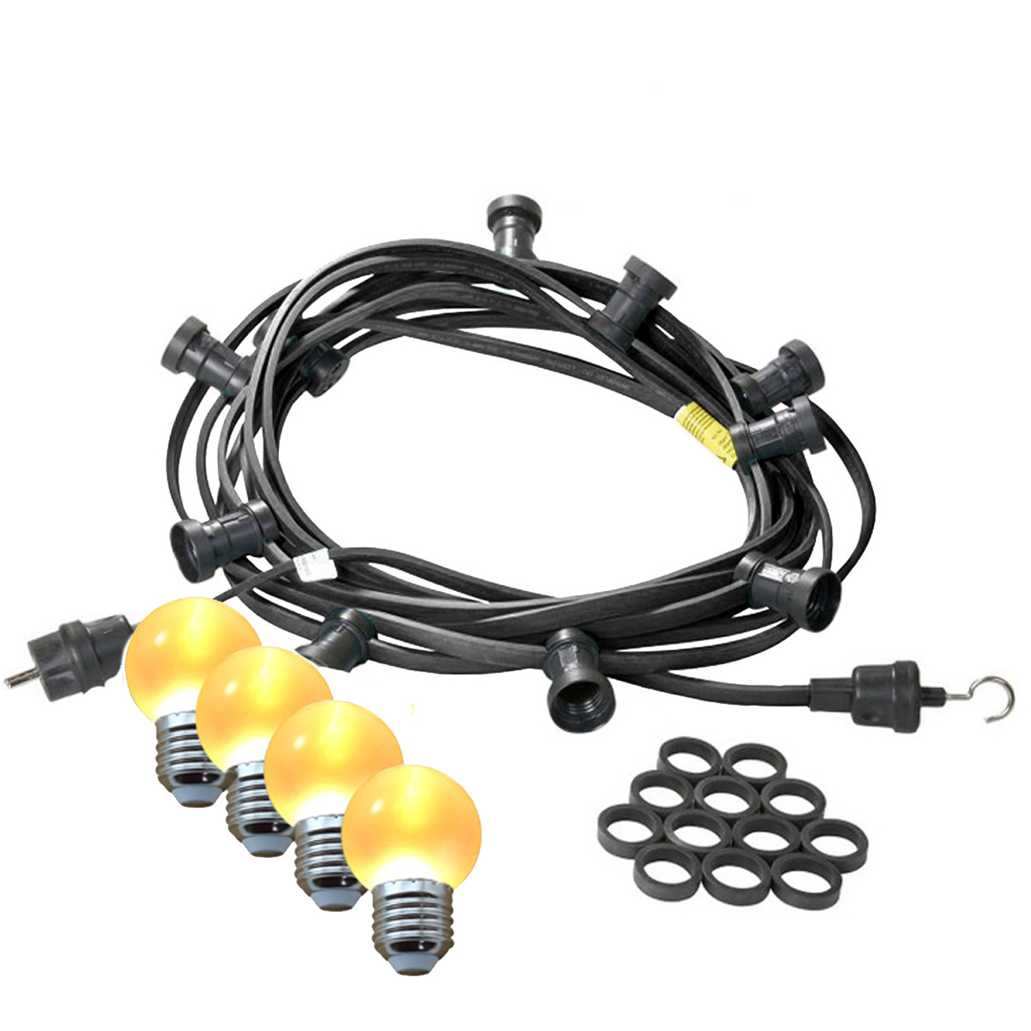 Illu-/Partylichterkette 20m - Außenlichterkette - Made in Germany - 40 x ultra-warmweiße LED Kugeln