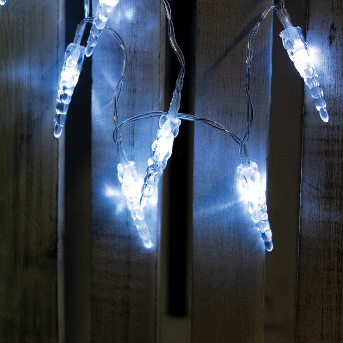 LED Lichterkette Eiszapfen - 10 Eiszapfen mit LED - Batteriebetrieb - L: 1,15m