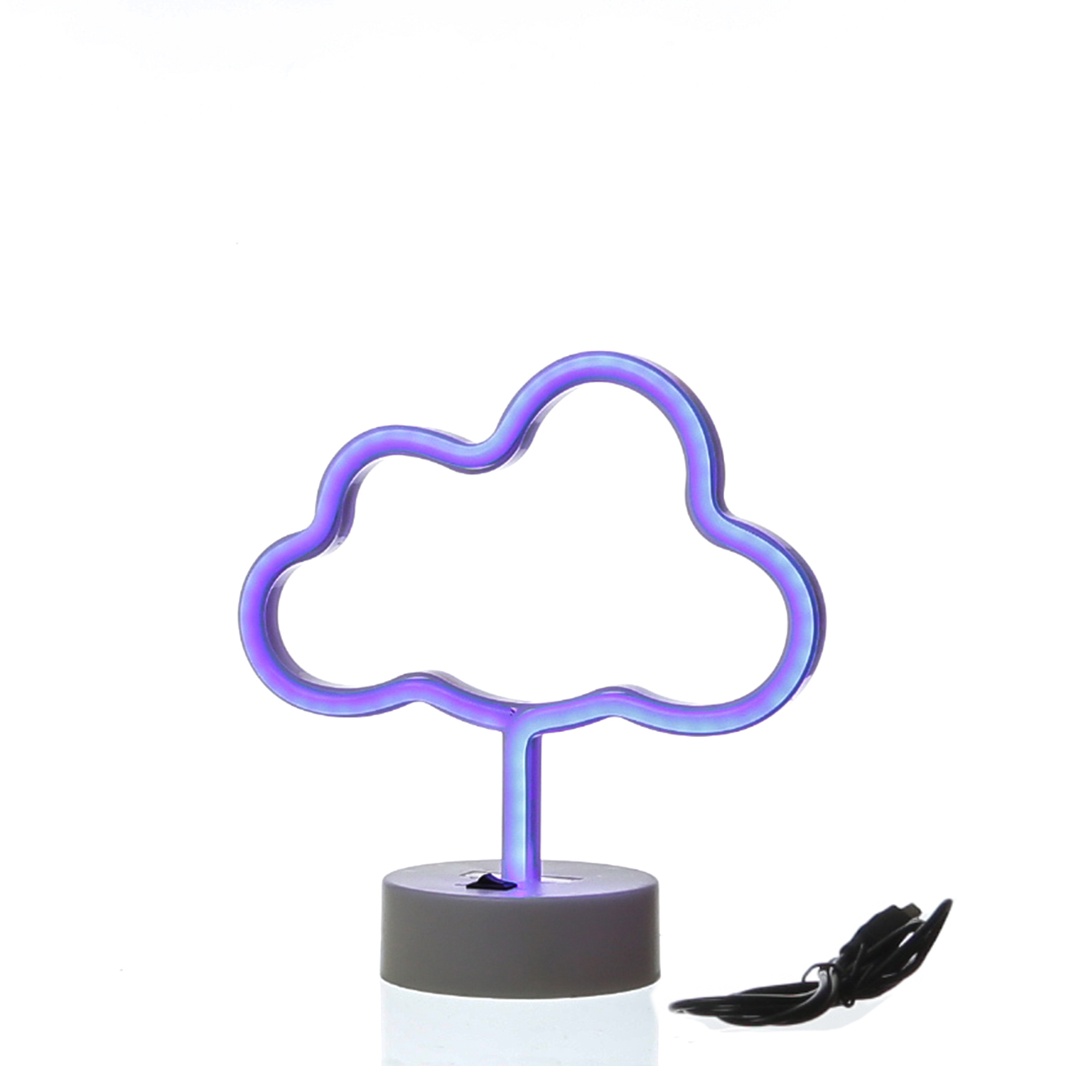 LED NEON Figur WOLKE 7 - Neon Schild - H: 23cm - Batterie oder USB Betrieb - stehend - blau