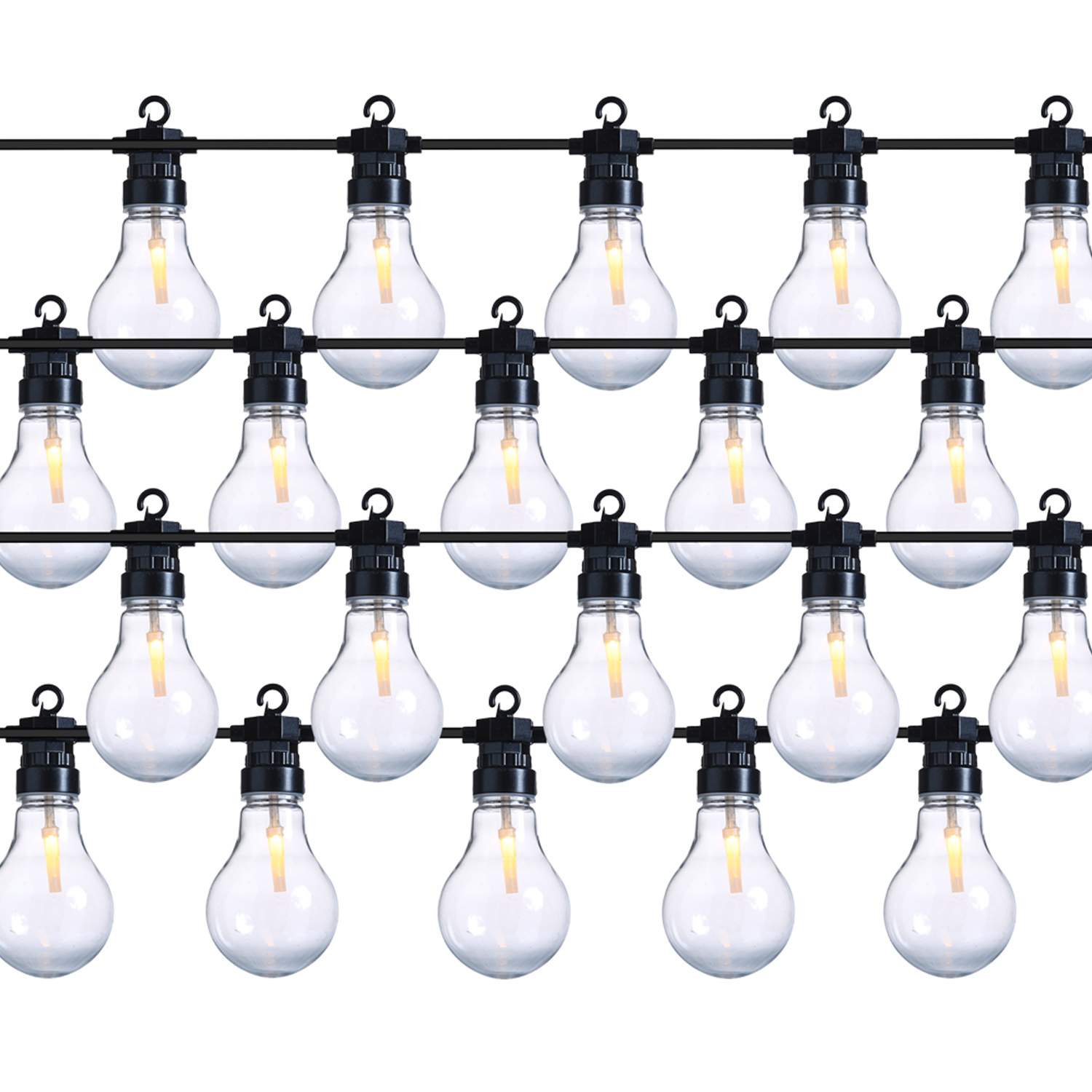 LED Lichterkette - 20 warmweiße Filament LED - L: 9,5m - koppelbar bis 100 LED - Trafo - für Außen