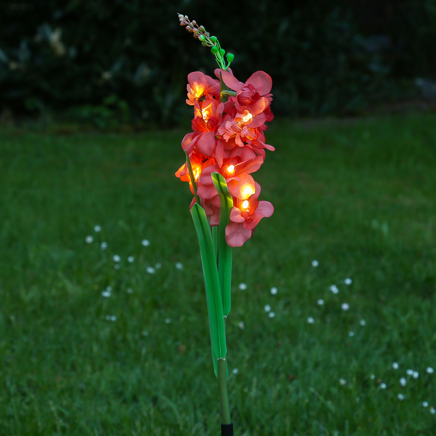 LED Solar Gartenstecker Blume GLADIOLE - 10 warmweiße LED - H: 81cm - Lichtsensor - rot