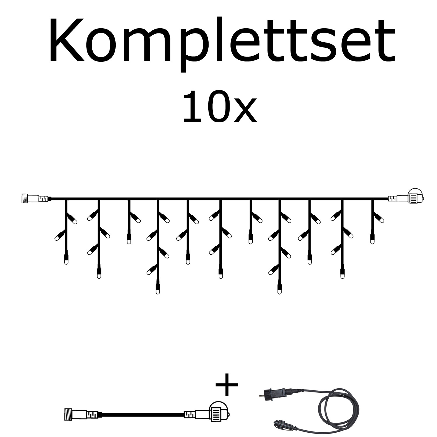 SYSTEM 24 KOMPLETT SET 15m - LED Lichtervorhang Eisregen 15x0,7m - Icicle für Dachrinne, Terrasse