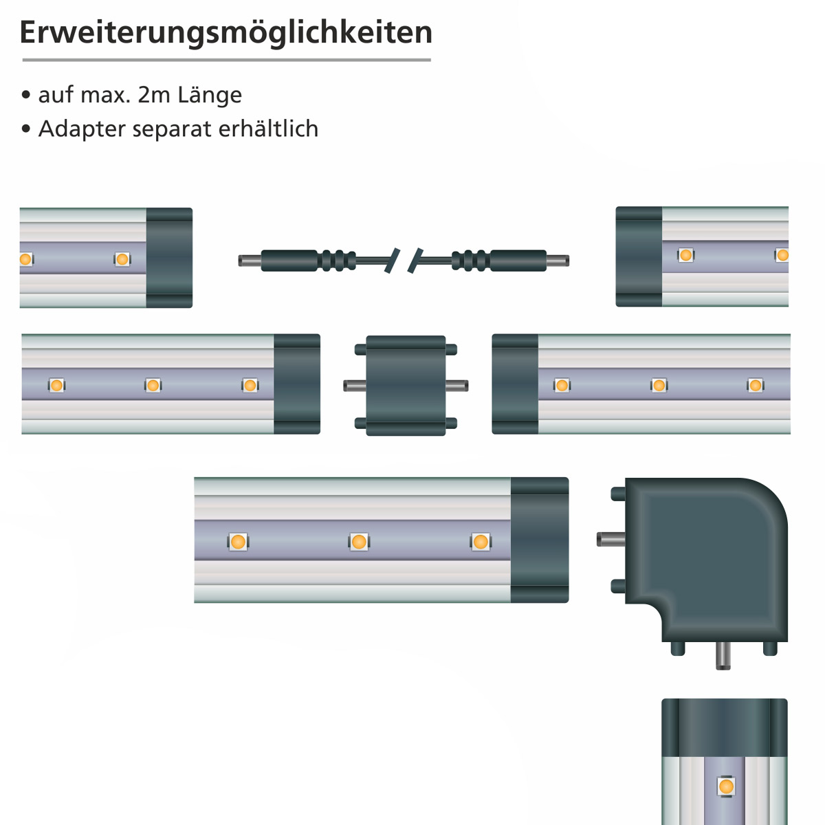 LED Eckverbinder für Unterbauleuchte 12V - 90° Winkel - werkzeuglose Montage