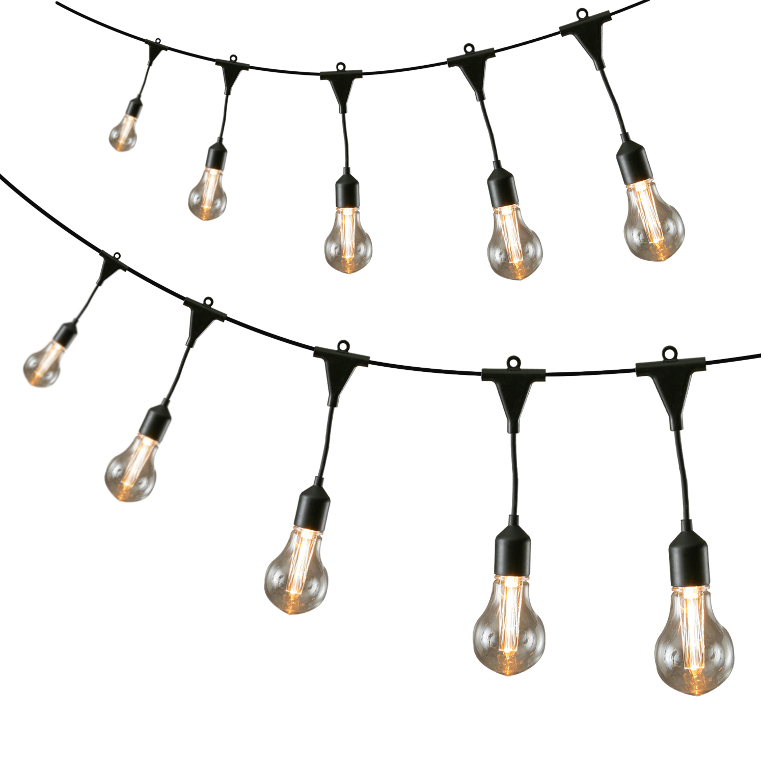 LED Lichterkette GLÜHBIRNE - 20 Filament LED - L: 9,5m - koppelbar bis 100 LED - Trafo - für Außen