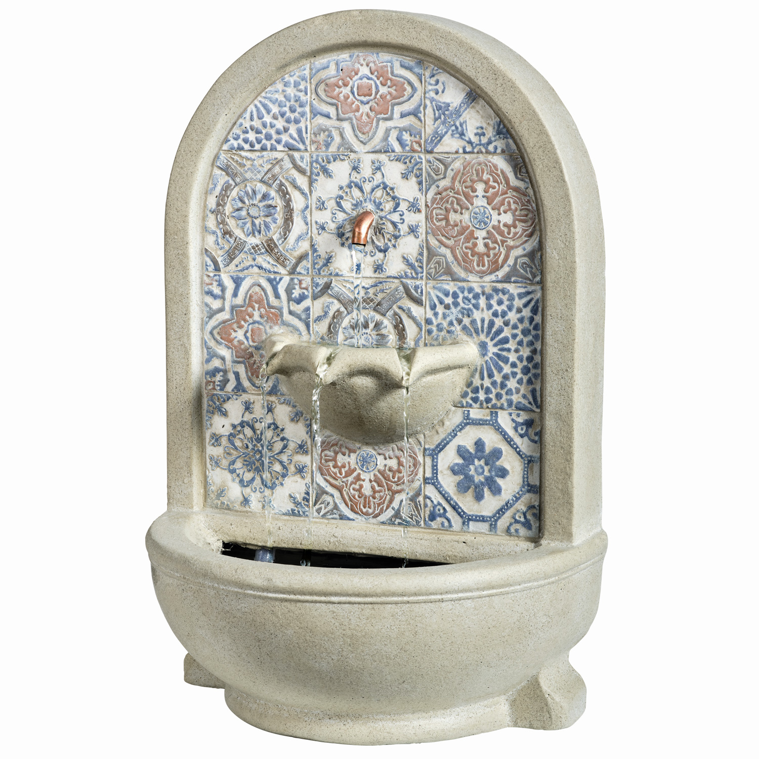 Brunnen - Wand- und Standbrunnen - rund - GRC Beton - H: 54cm - Außen - natur