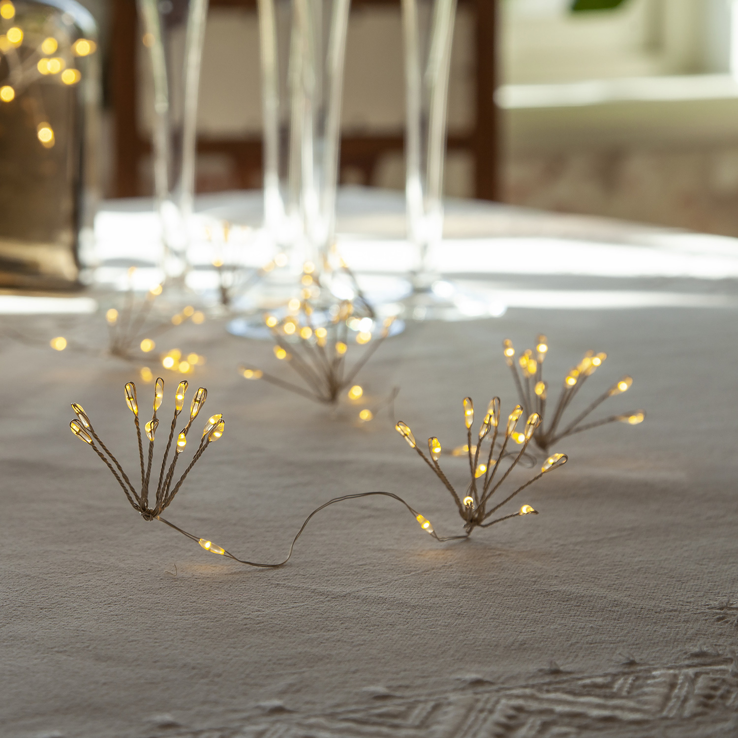 LED Lichterkette Dew Drop Blume - 120 Tautropfen LED - 10 Blüten - L: 1,4m - Timer - Batterie