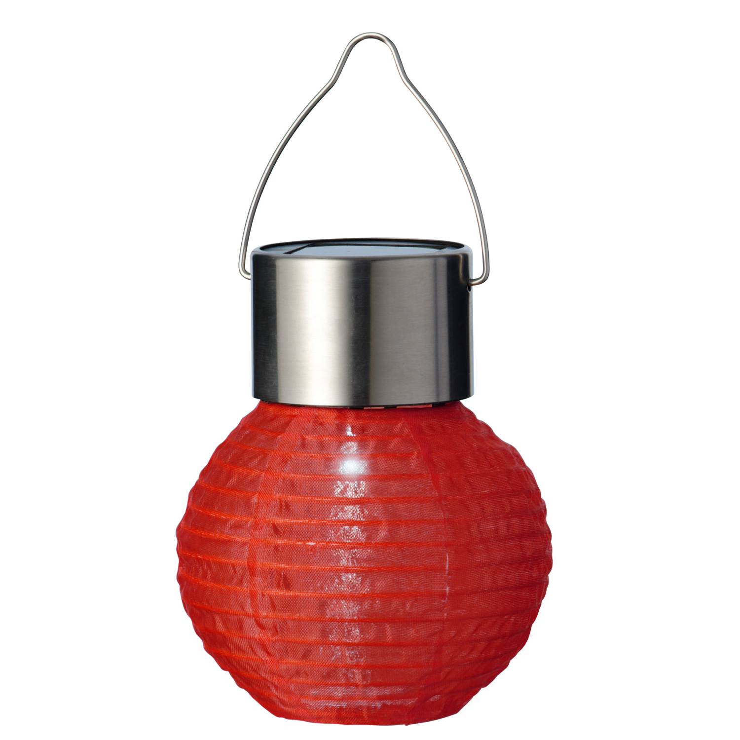 LED Solar Mini Lampions - kaltweiße LED - H: 9,5cm - D: 7cm - Lichtsensor - rot - 4er Set