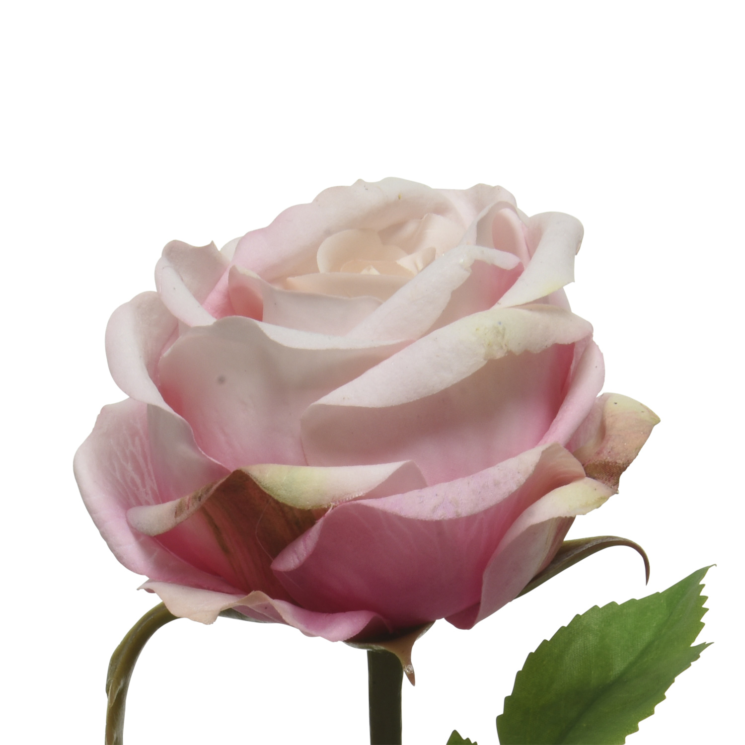 Rose am Stiel - Kunstblume - Real Touch Oberfläche - H: 66cm - rosa