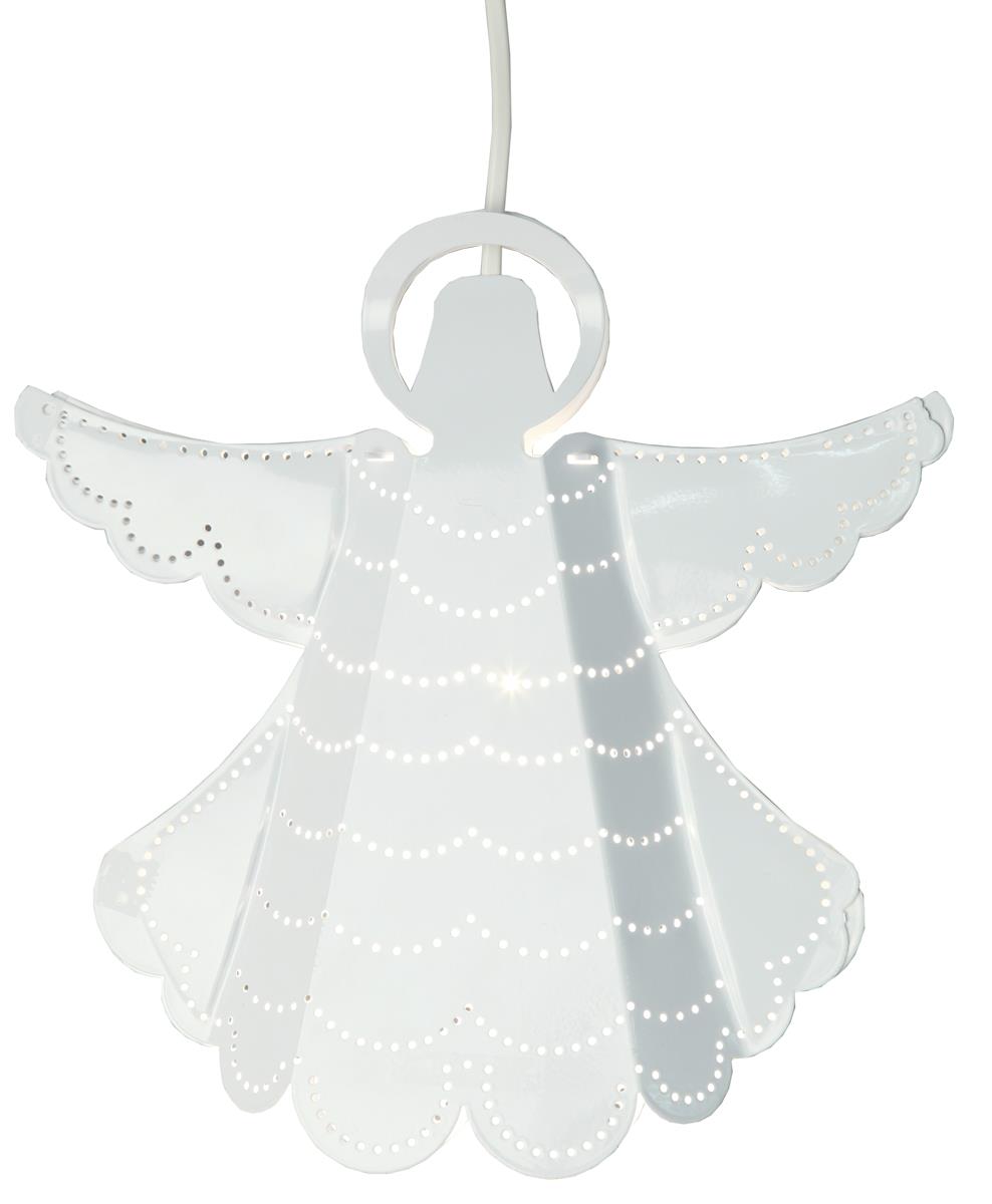 Messingengel "Angelica" - hängend - H: 25cm, L: 24cm - inkl. Kabel - weiß