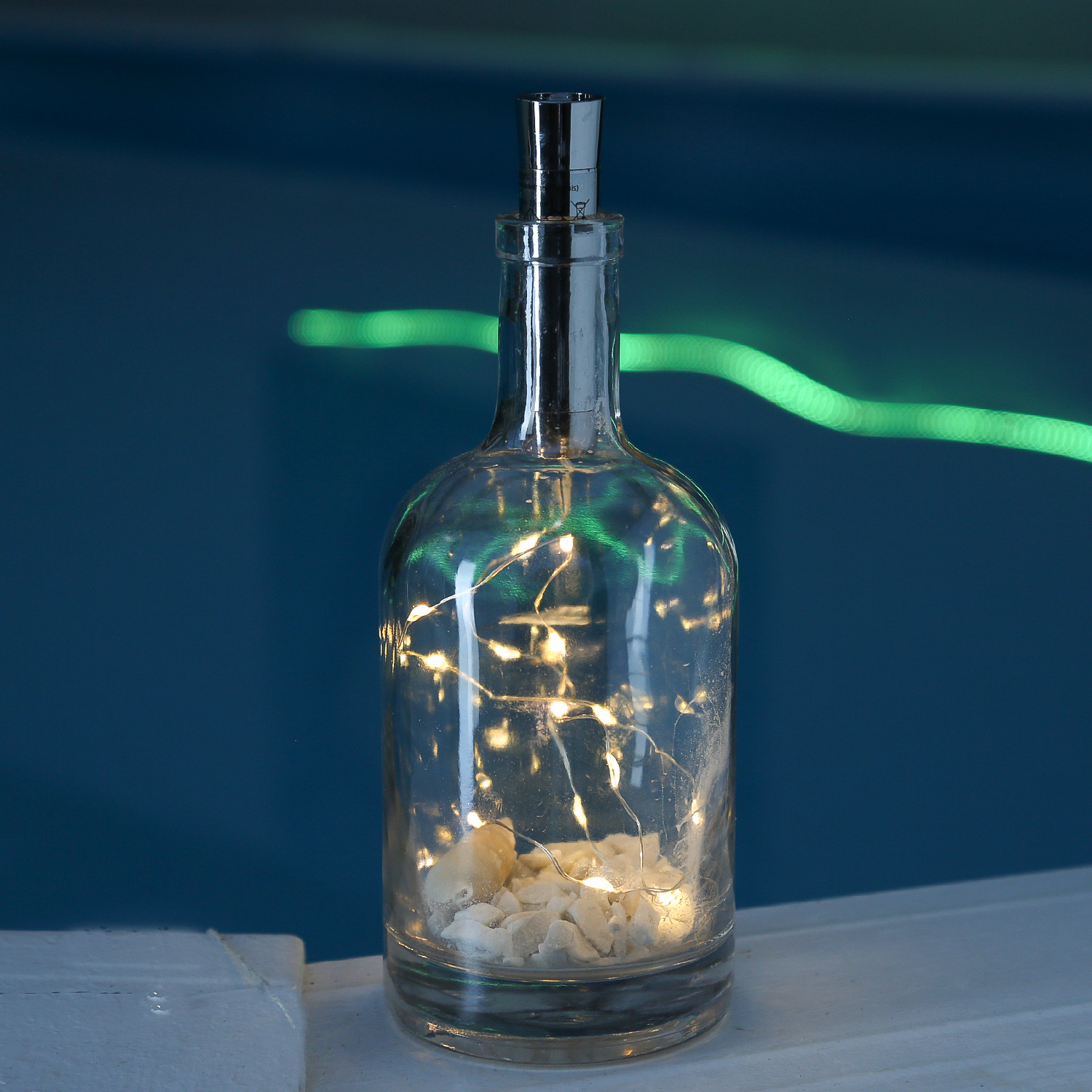 LED Lichterkette KORKEN - Flaschenverschluss - 15 warmweiße LED - 70cm - Timer - silber