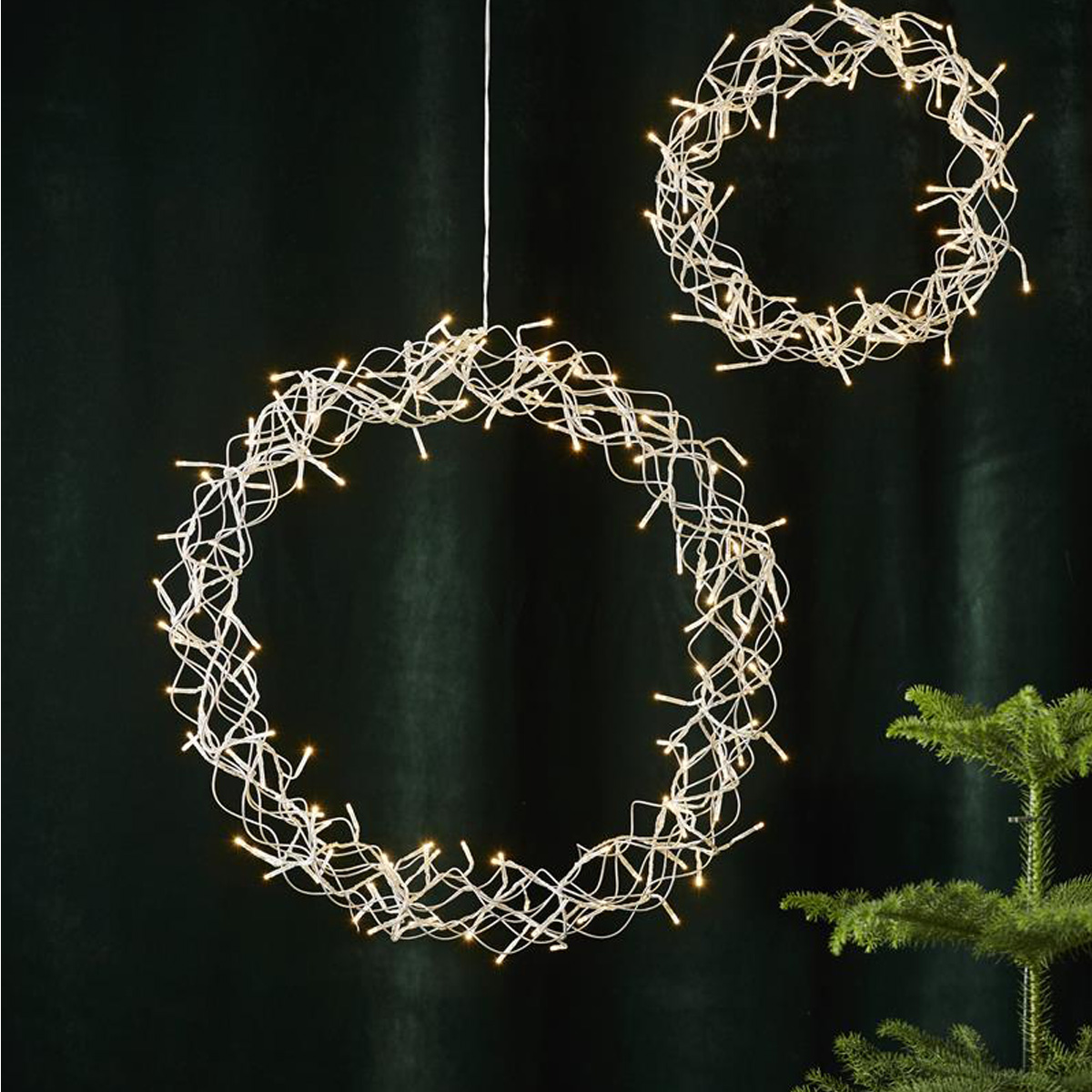 LED-Kranz Curly - 136 warmweiße LEDs - Ø 50cm - silber