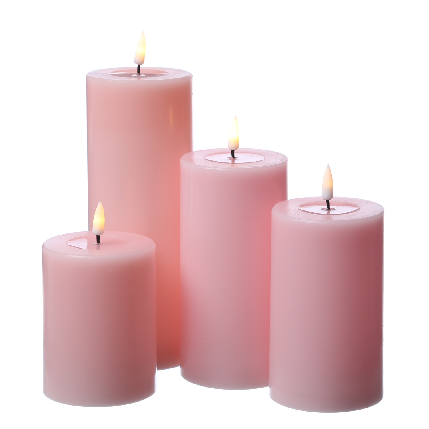 LED Stumpenkerze MIA - Echtwachs - realistische 3D Flamme - H: 10cm - Batteriebetrieb - rosa