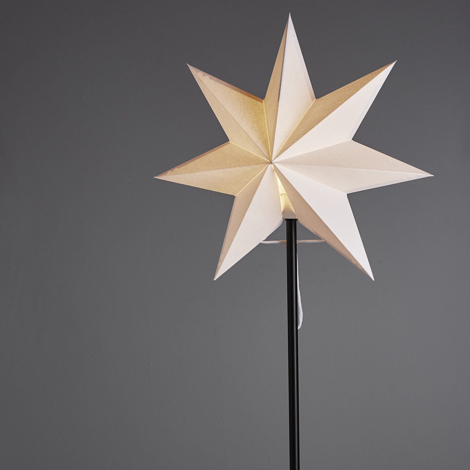 Papierstern/Dekoleuchte "Frozen" - stehend - 7-zackig - Ø 35cm, H: 85cm - E14 - inkl. Kabel - weiß
