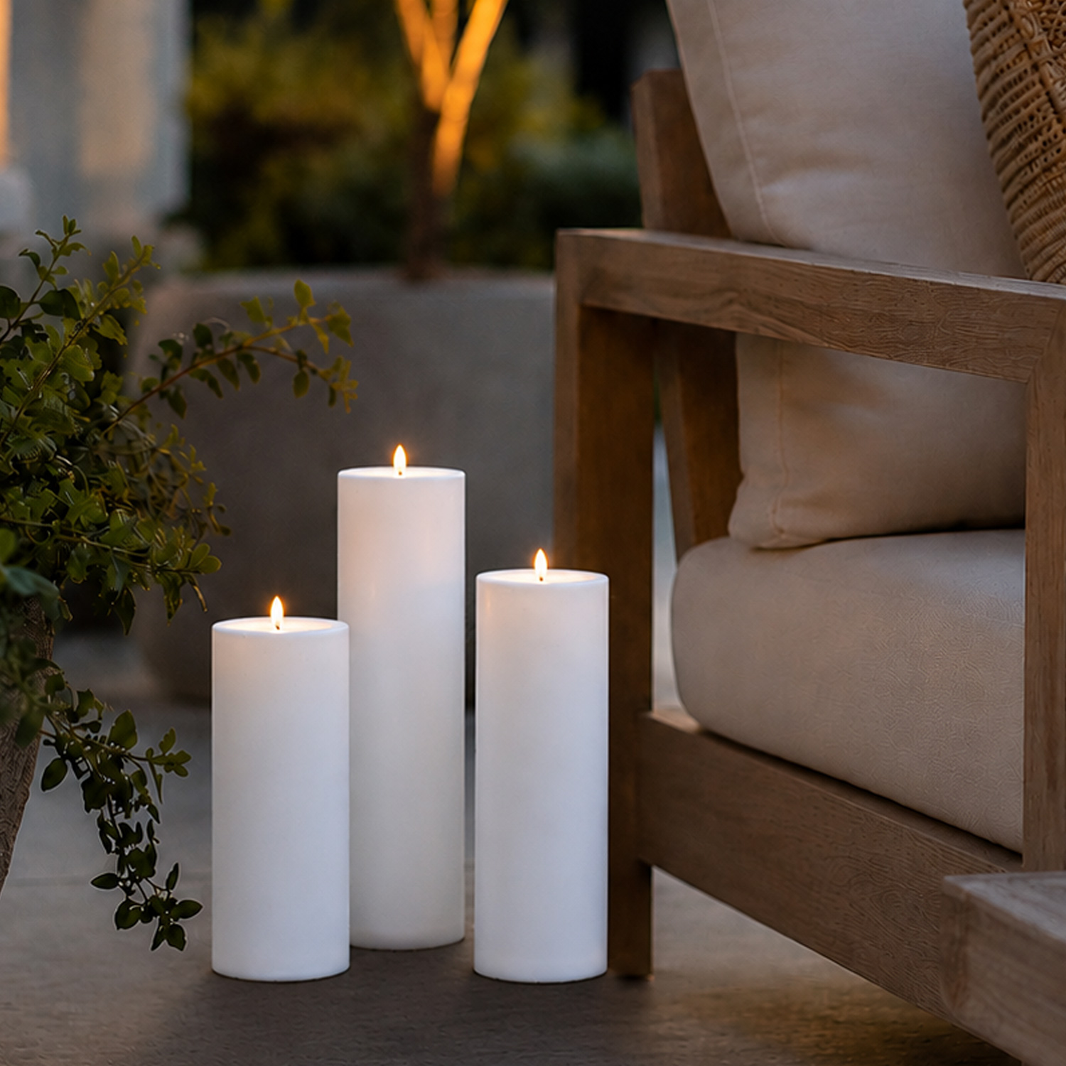 LED Kerzenset XXL - Outdoorkerzen - 3 Größen - D: 10cm - Timer/Senso - für Außen - weiß - 3er Set