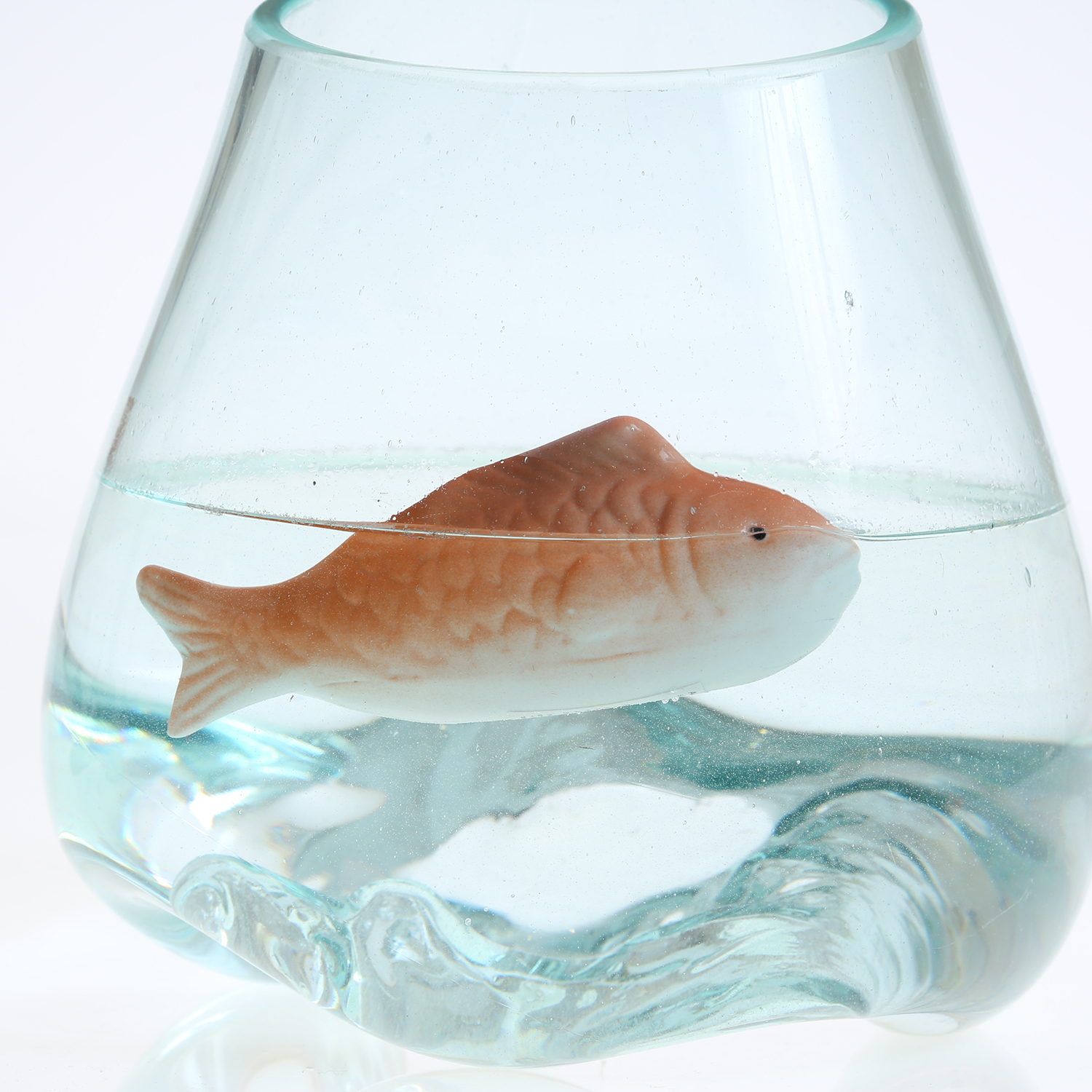 Teichdeko Fisch NIXE - Dekofigur - Porzellan - schwimmend - L: 15,5cm - orange