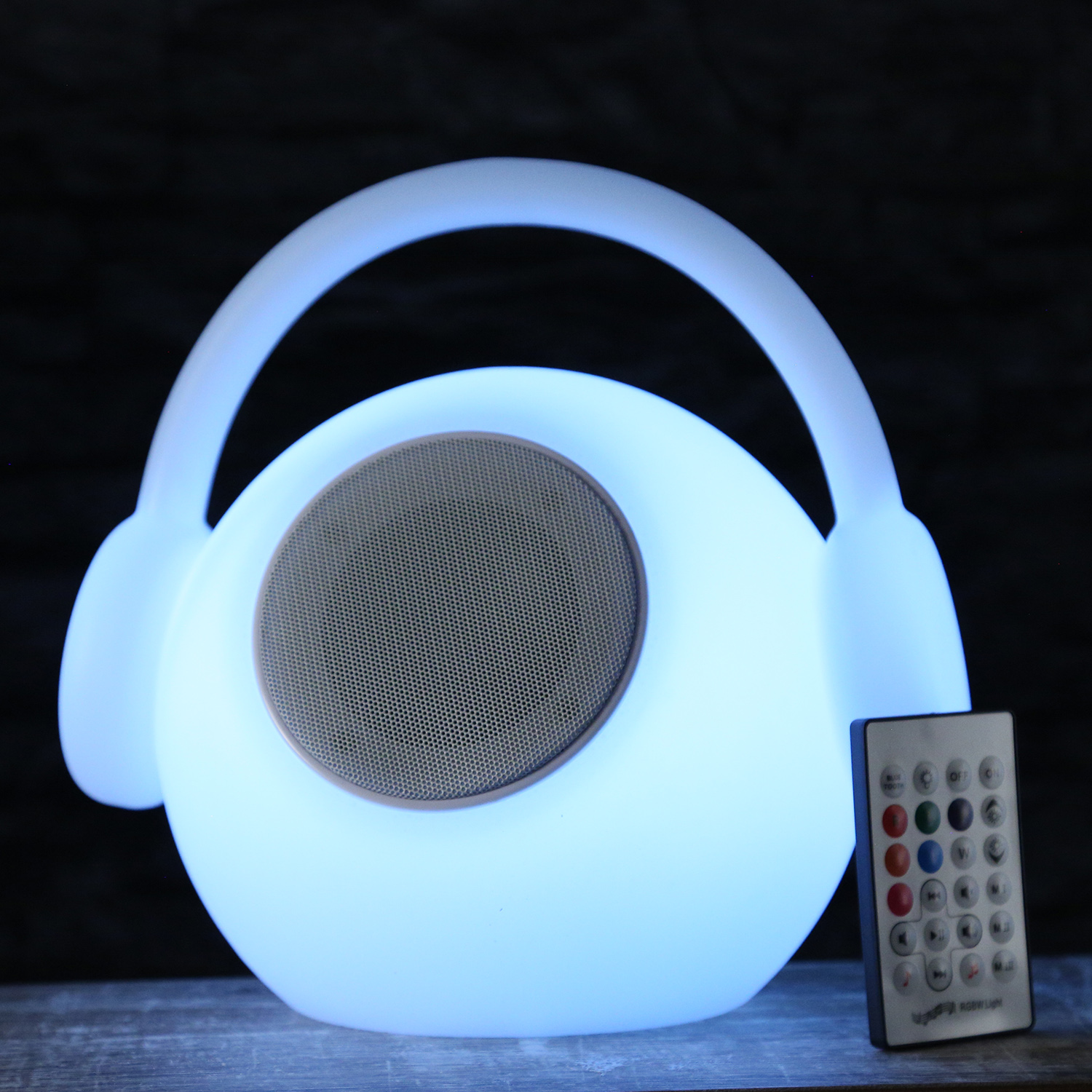 LED Tischleuchte mit Lautsprecher EVE - 15 farbwechselnde LED - H: 27cm - Fernbedienung - für Außen
