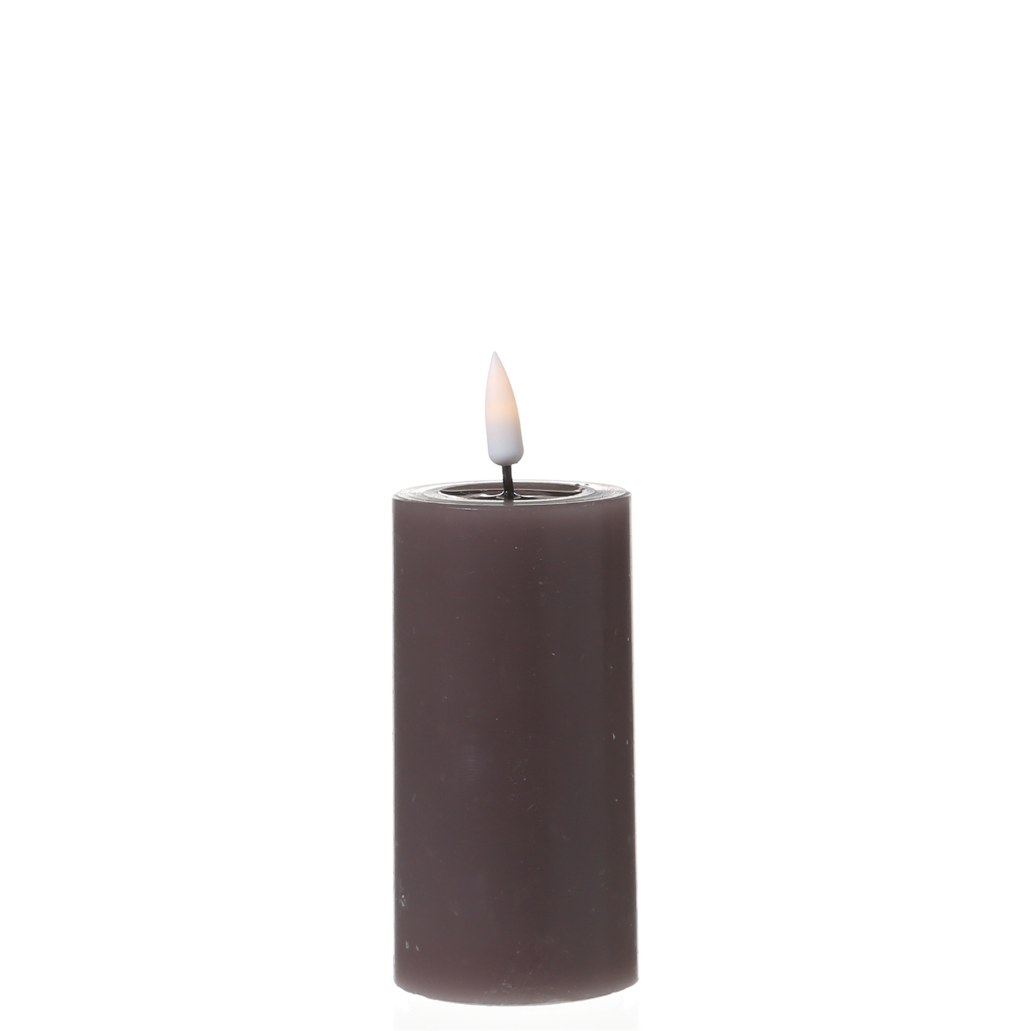 LED Stumpenkerze MIA - Echtwachs - realistische 3D Flamme - H: 10cm - D: 5cm - mokkafarben