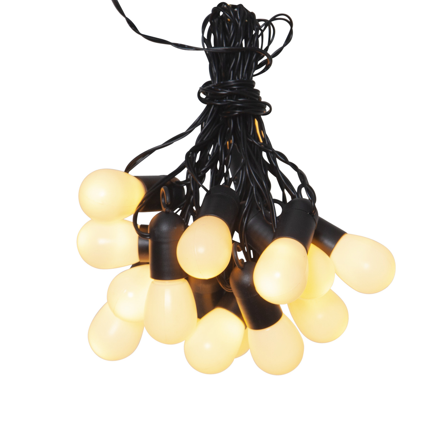 LED Partylichterkette - 16 kleine milchig weiße Kugeln - L: 4,5m - schwarzes Kabel - outdoor