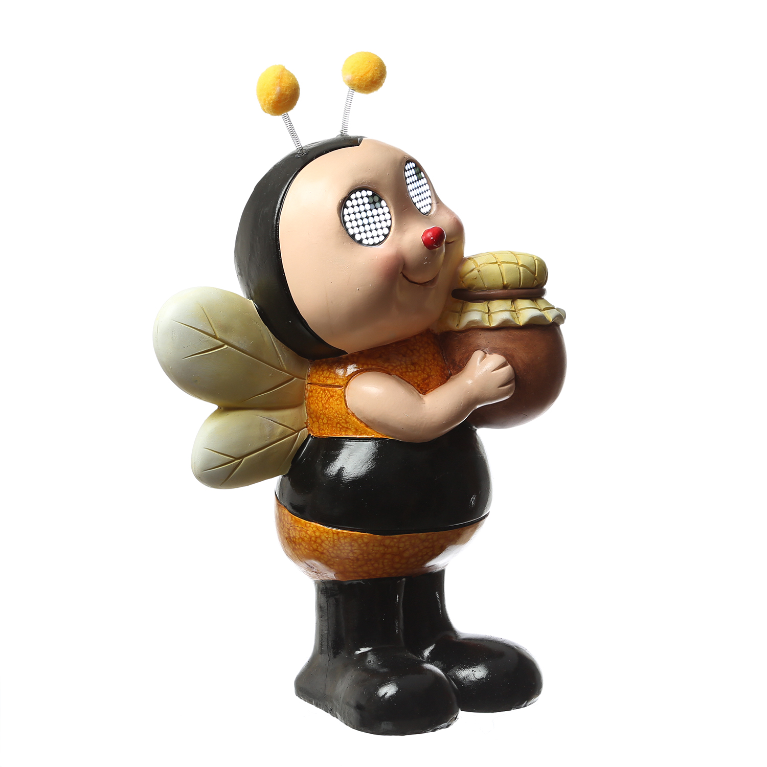 LED Solar Biene mit blizelnden und rollenden Augen - Gartenfigur - H: 35,5cm - Lichtsensor