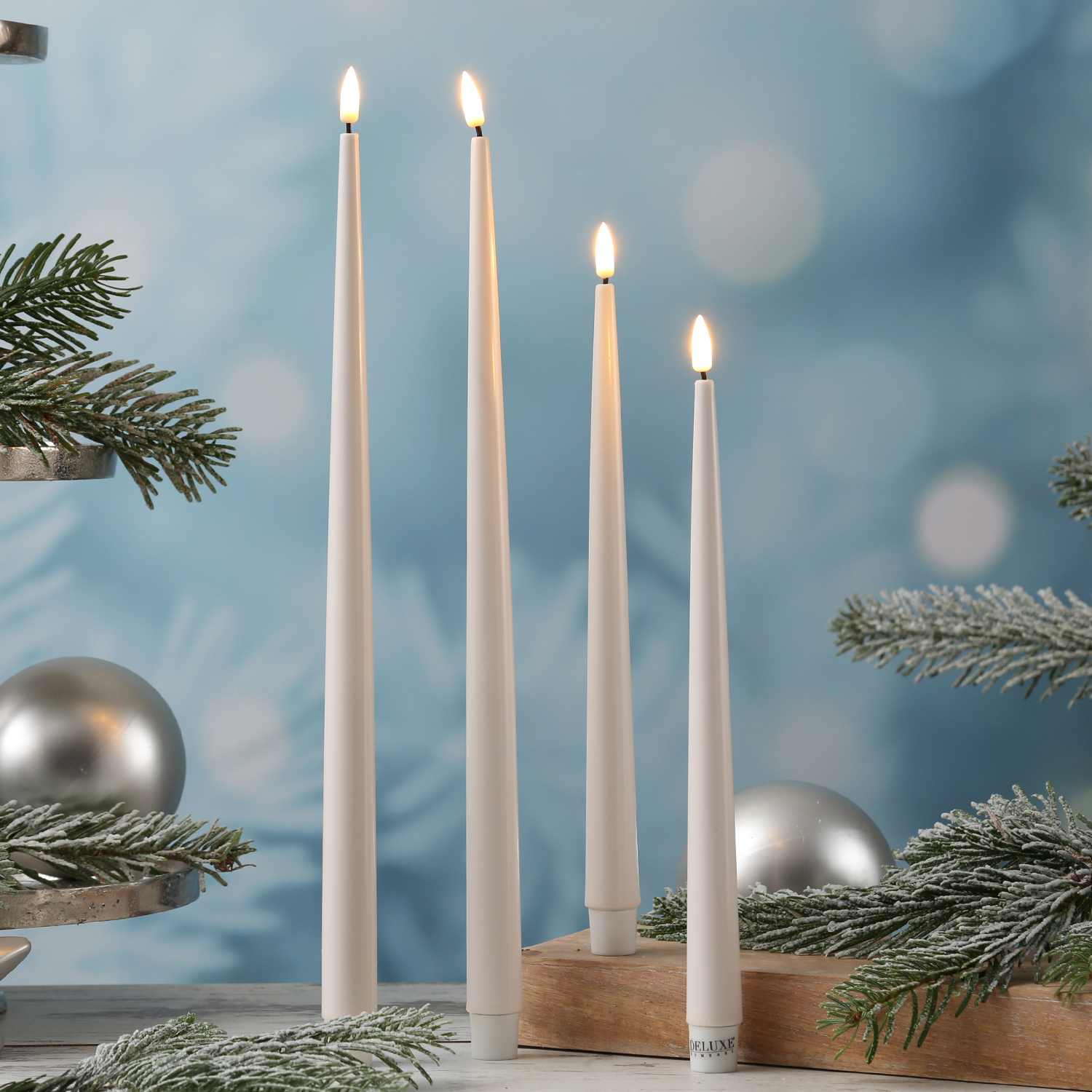LED Stabkerzen ELLA - Echtwachs - realistische 3D Flamme - H: 38cm - creme - 2 Stück