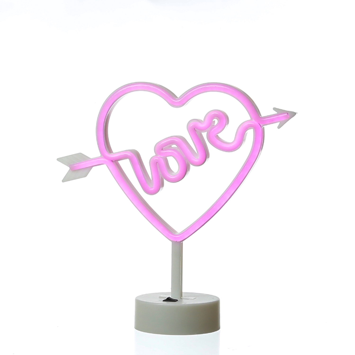 LED NEON Figur LOVE - pinkes Herz mit Pfeil - Neon Schild - H: 25cm - Batterie oder USB Betrieb