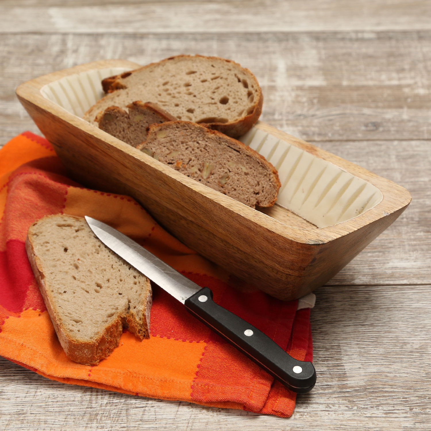 Dekoschale - rechteckig - Mangoholz - L: 30cm - H: 8cm - natur, weiß