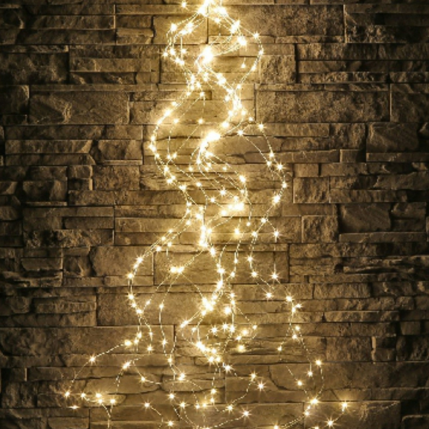 LED Lichterkette STERNE und PERLEN - Lichtbündel - 200 warmweiße LED - 10 Stränge - L: 1,85m - Innen